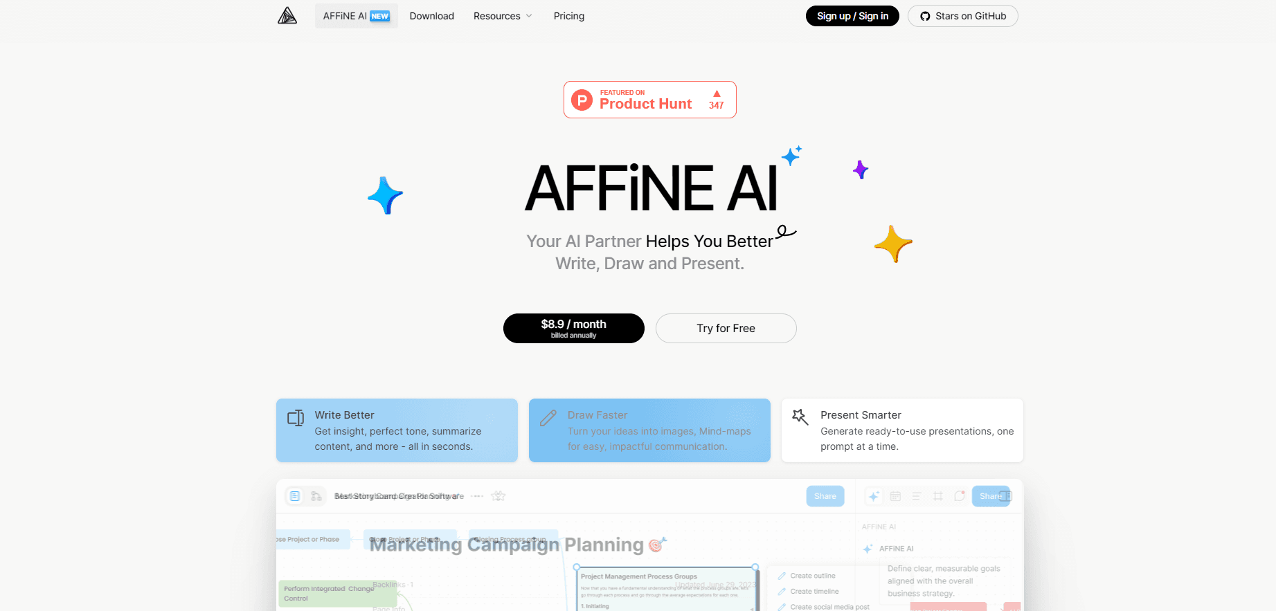 AFFiNE AI screenshot