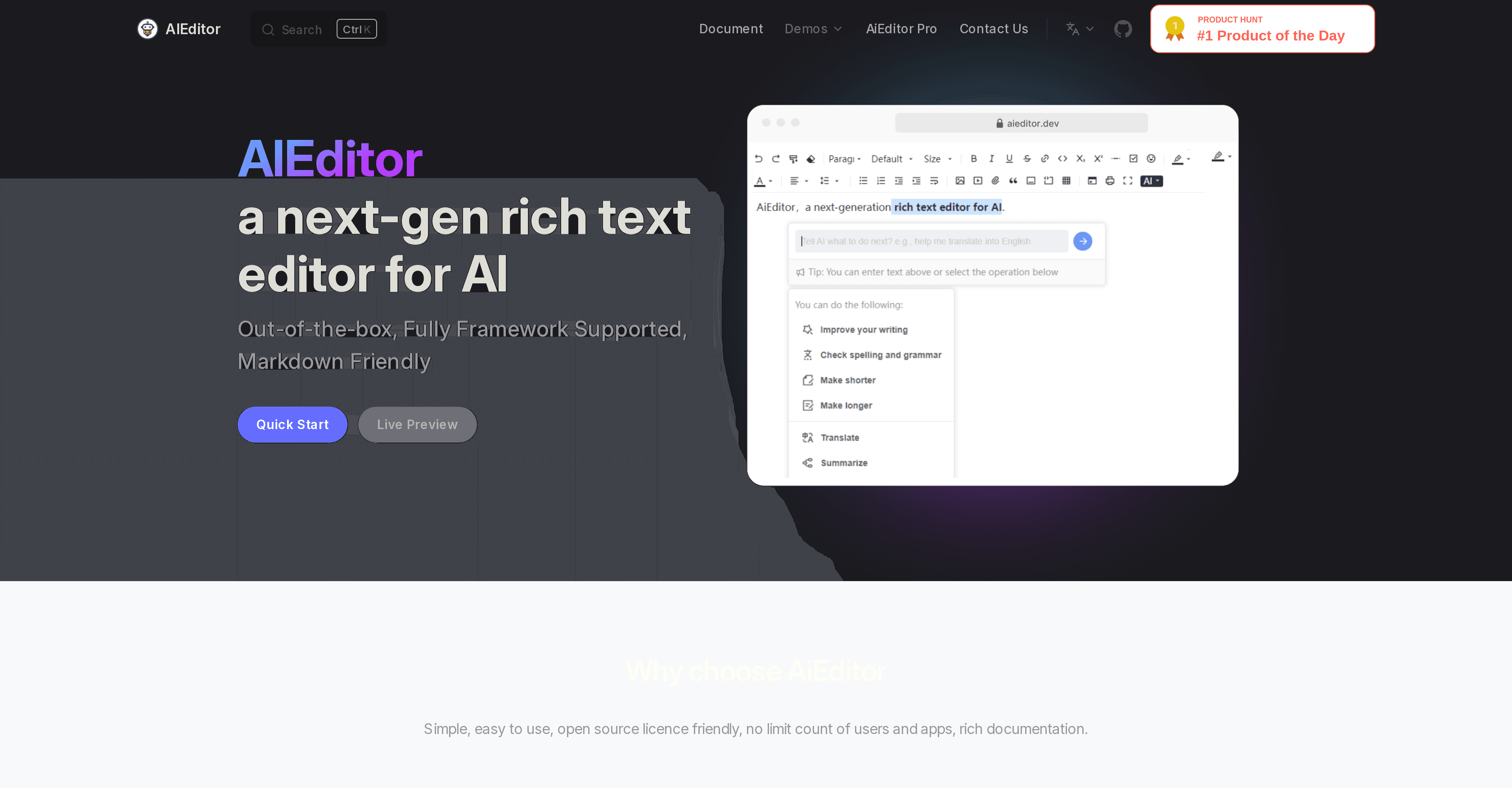 AI Editor screenshot
