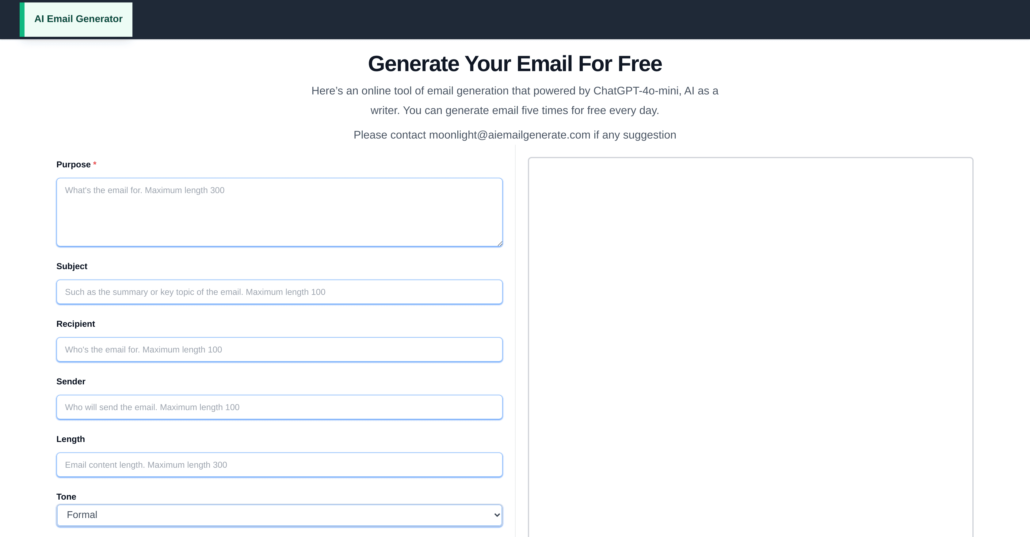 AI Email Generator screenshot