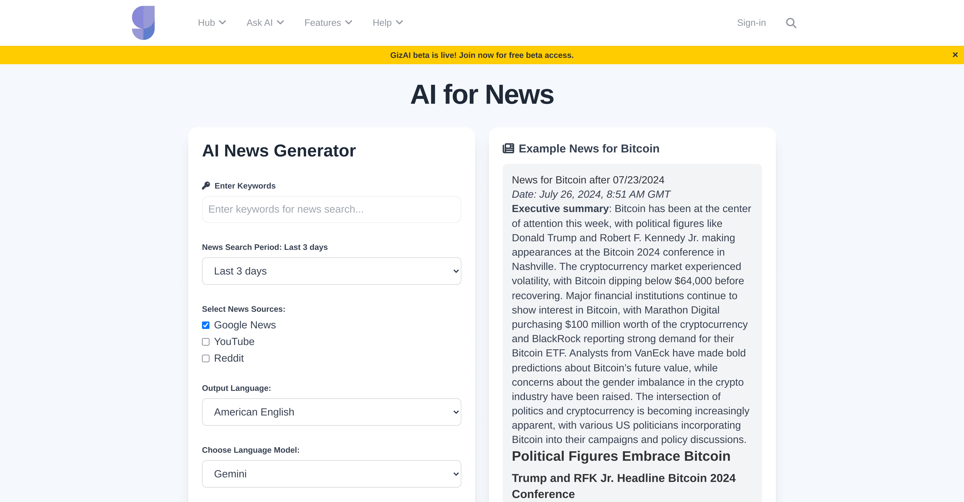 AI for News screenshot