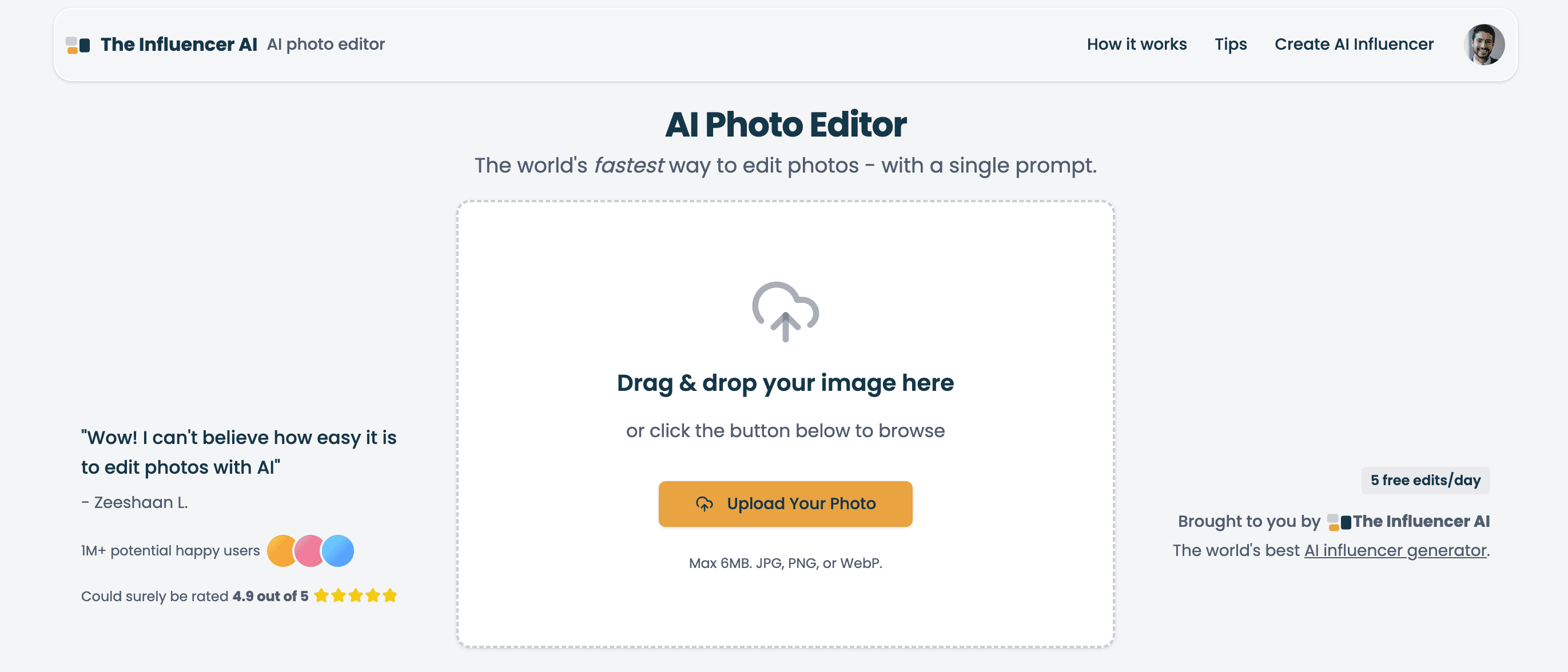 AI Photo Editor by The Influencer AI screenshot
