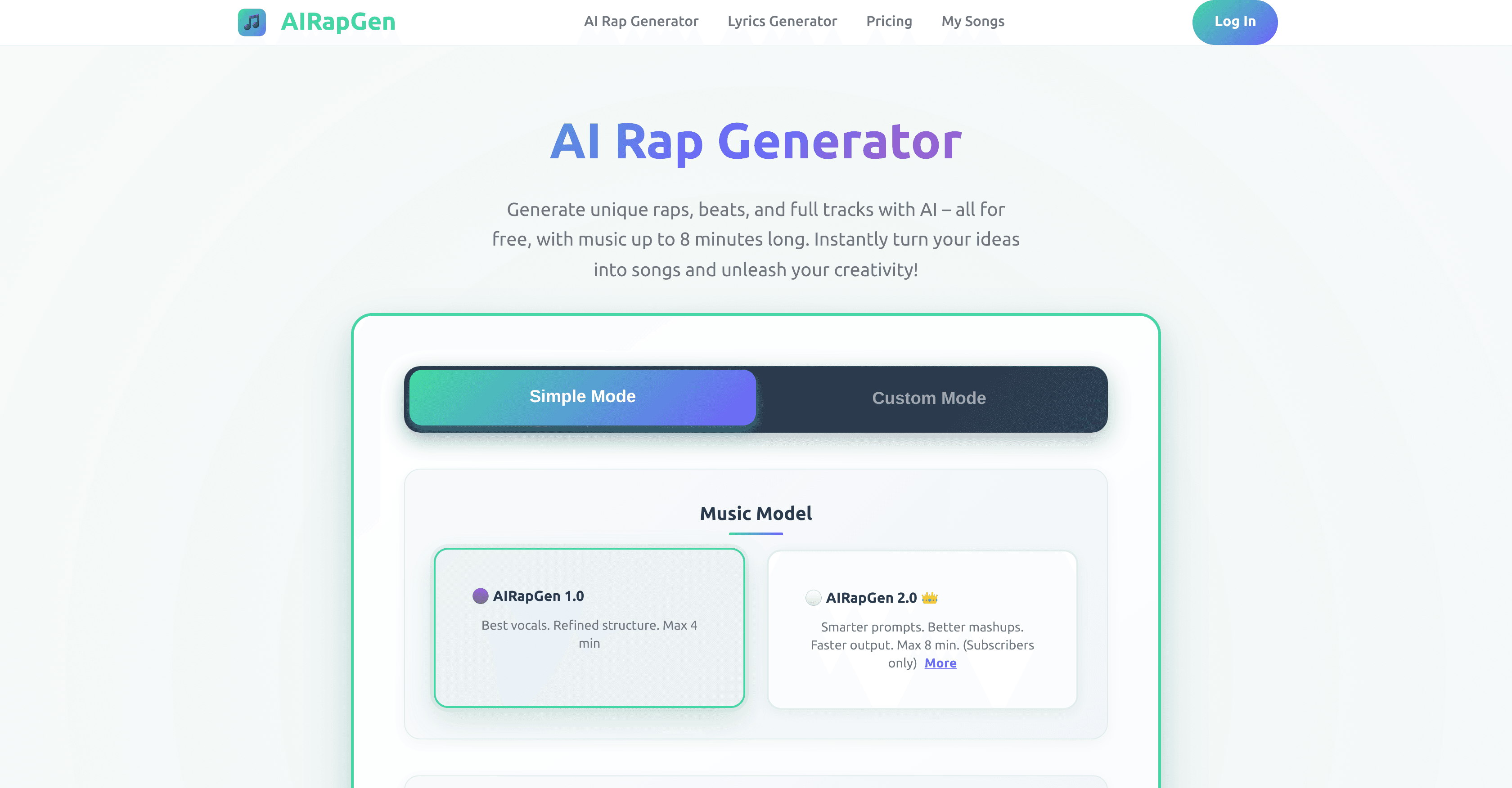 AIRapGen.com screenshot