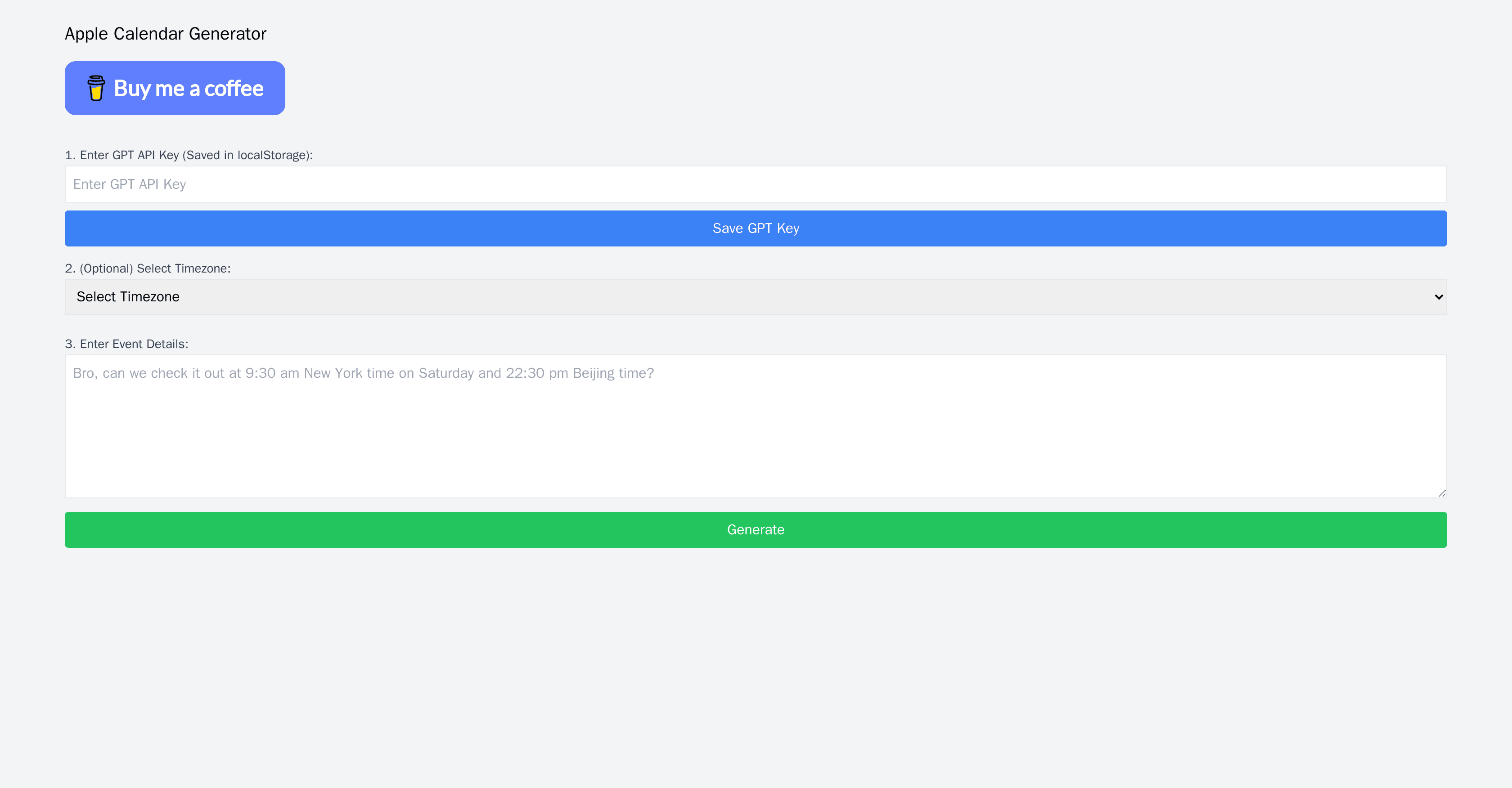 Apple Calendar Generator screenshot