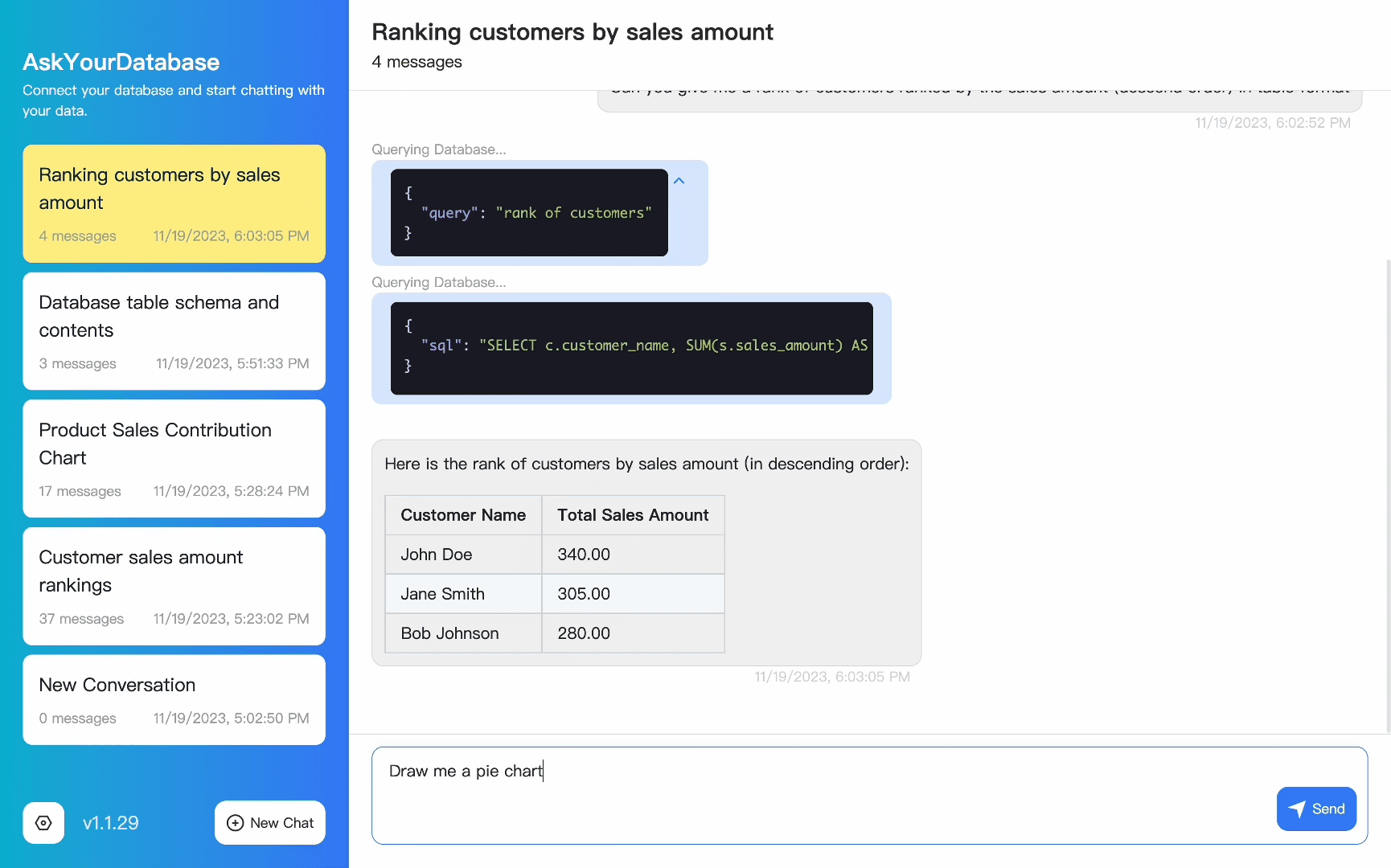 AskYourDatabase screenshot