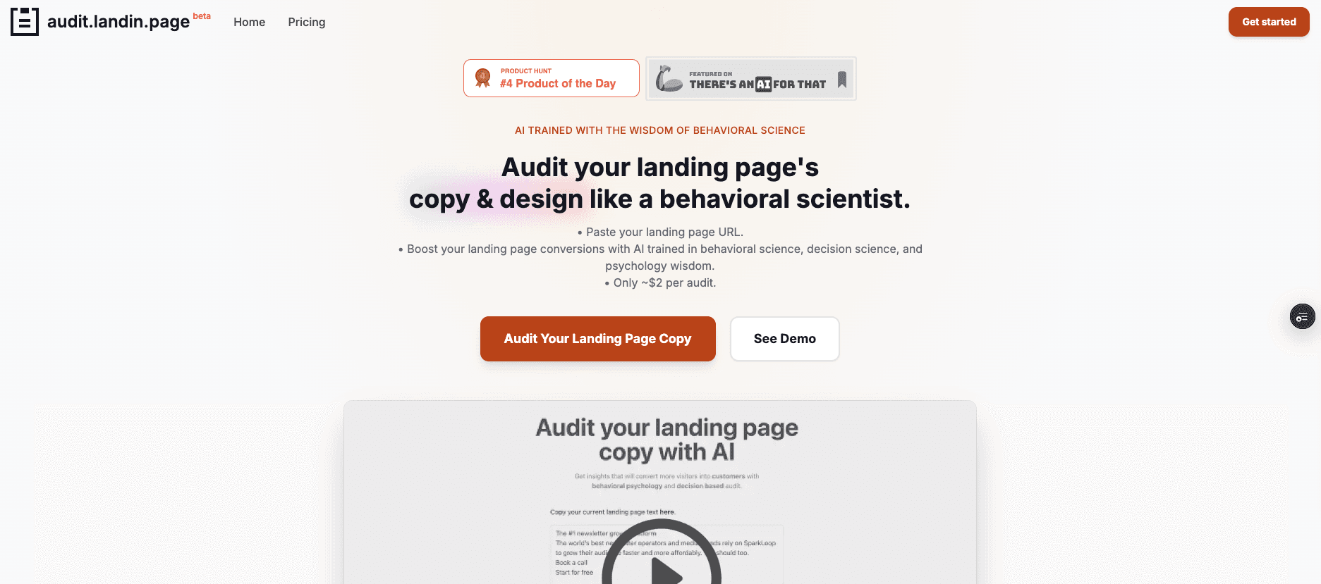 Audit Landin Page screenshot