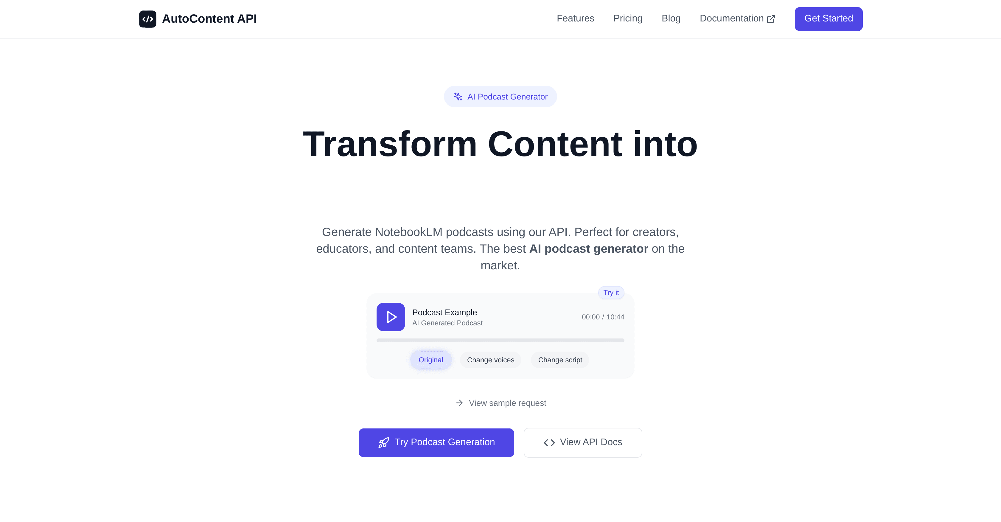 AutoContent API screenshot