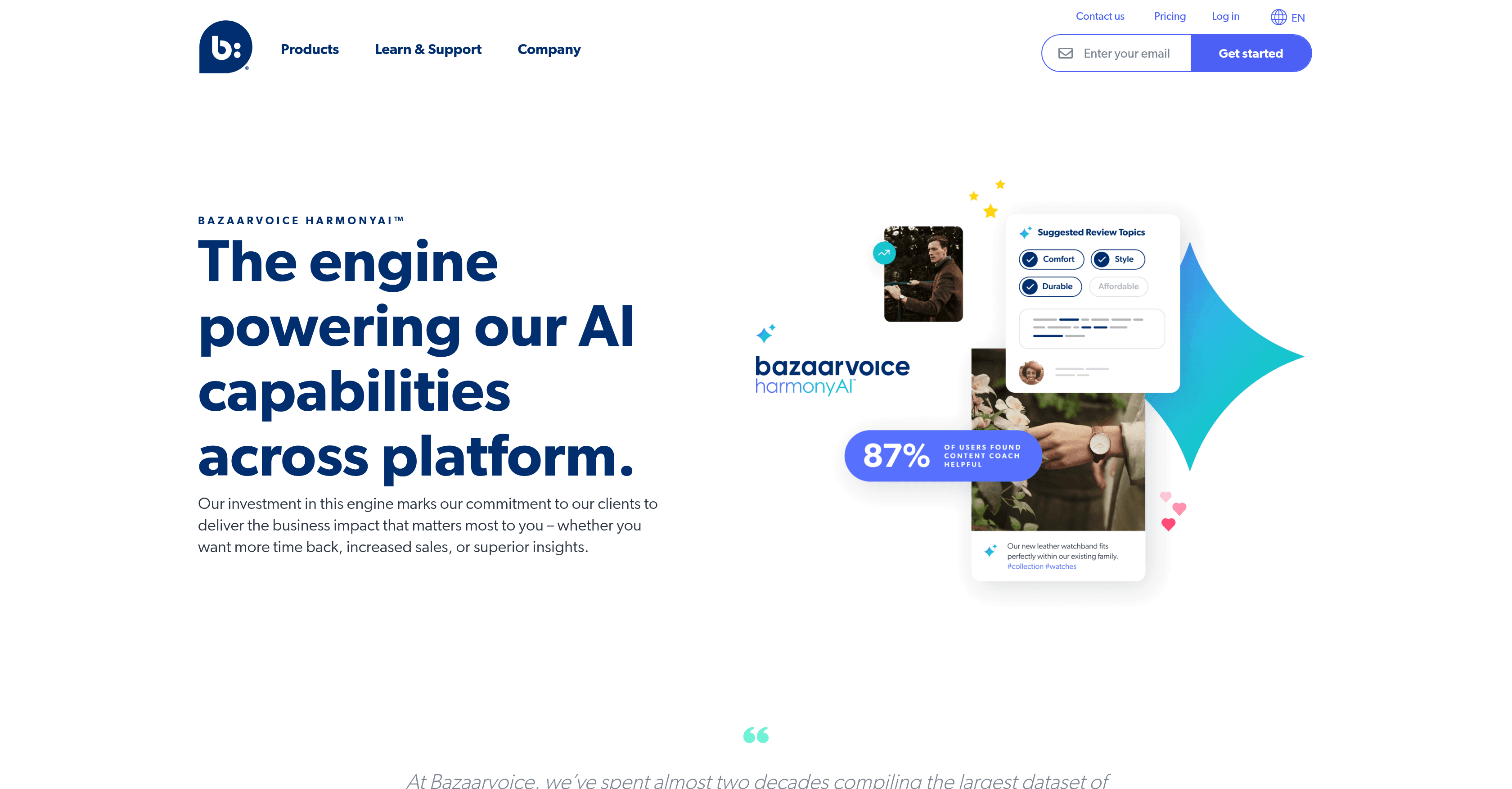 Bazaarvoice HarmonyAI screenshot