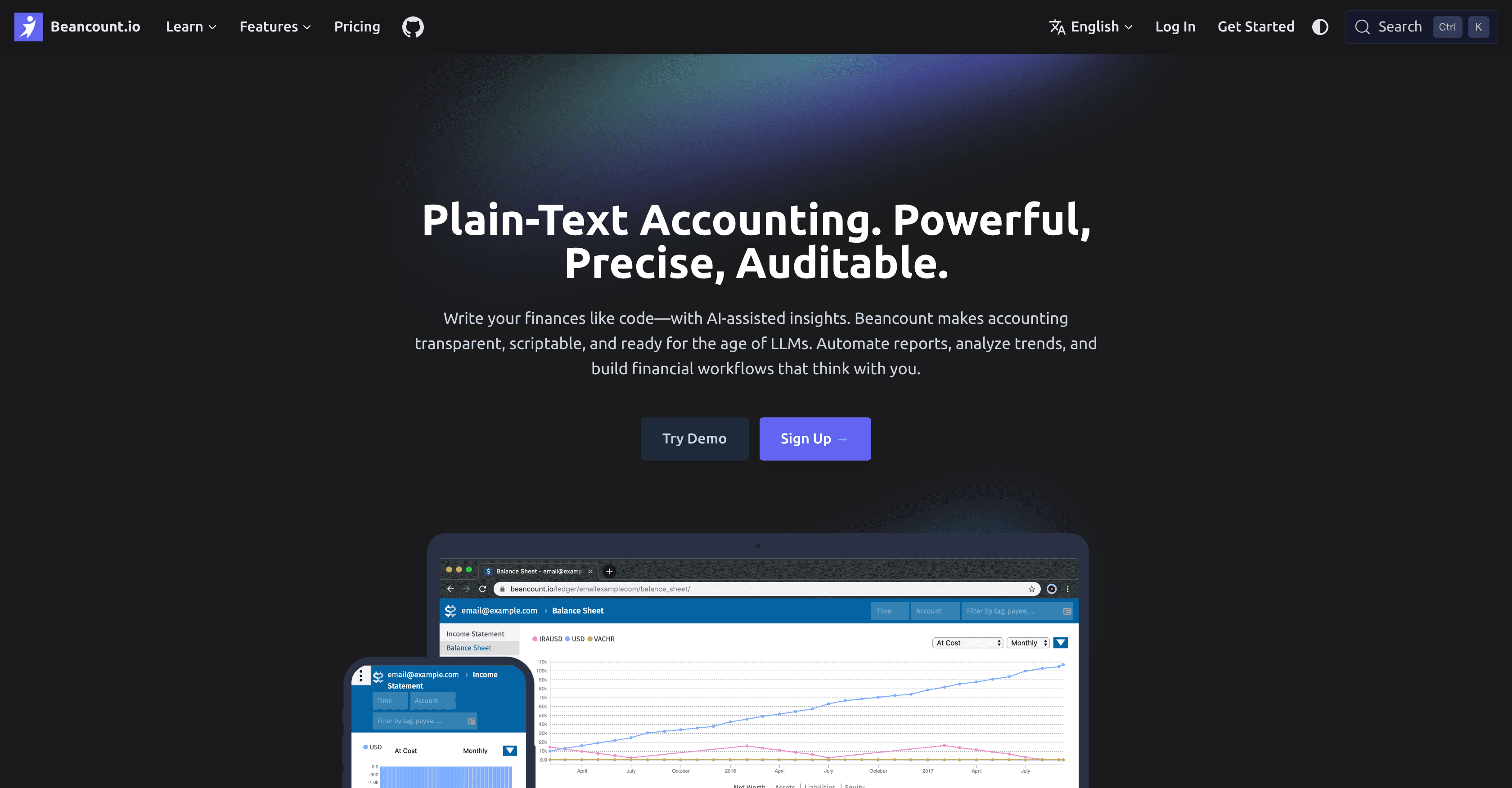 Beancount.io screenshot