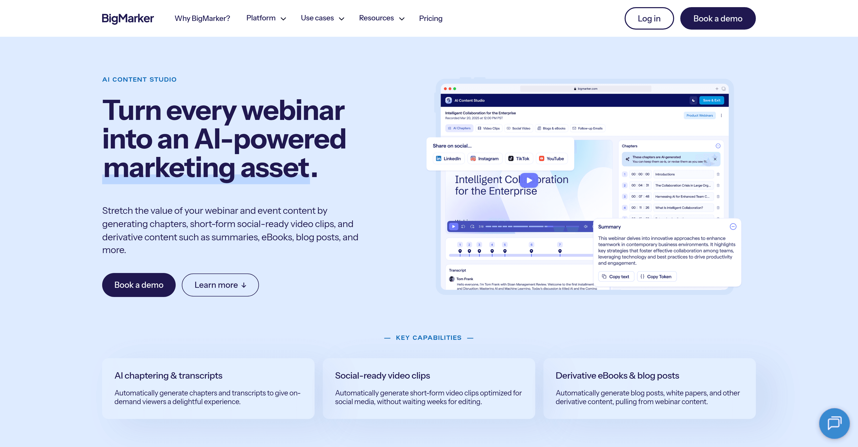 BigMarker Content Studio screenshot