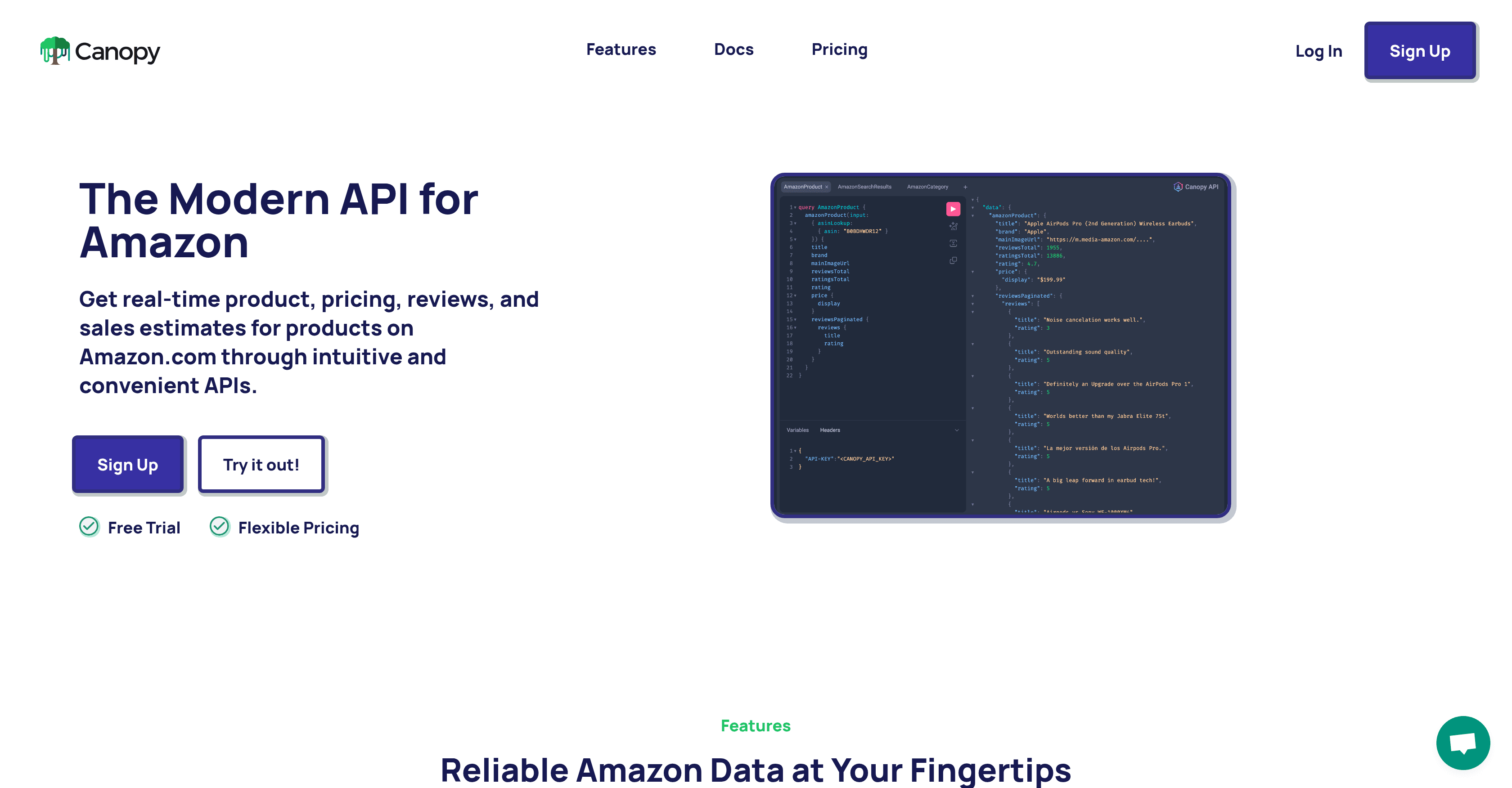Canopy API screenshot
