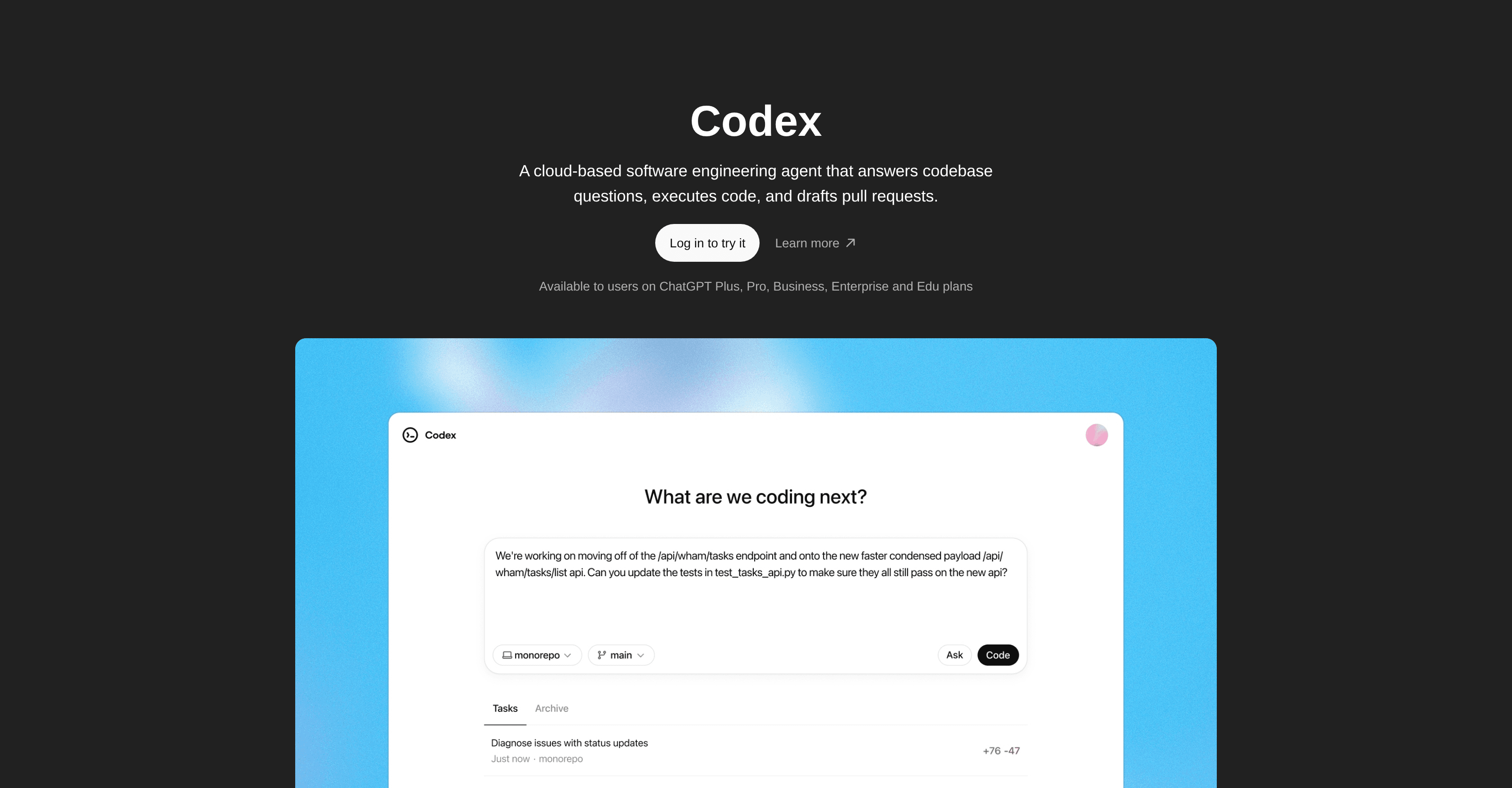 ChatGPT Codex screenshot
