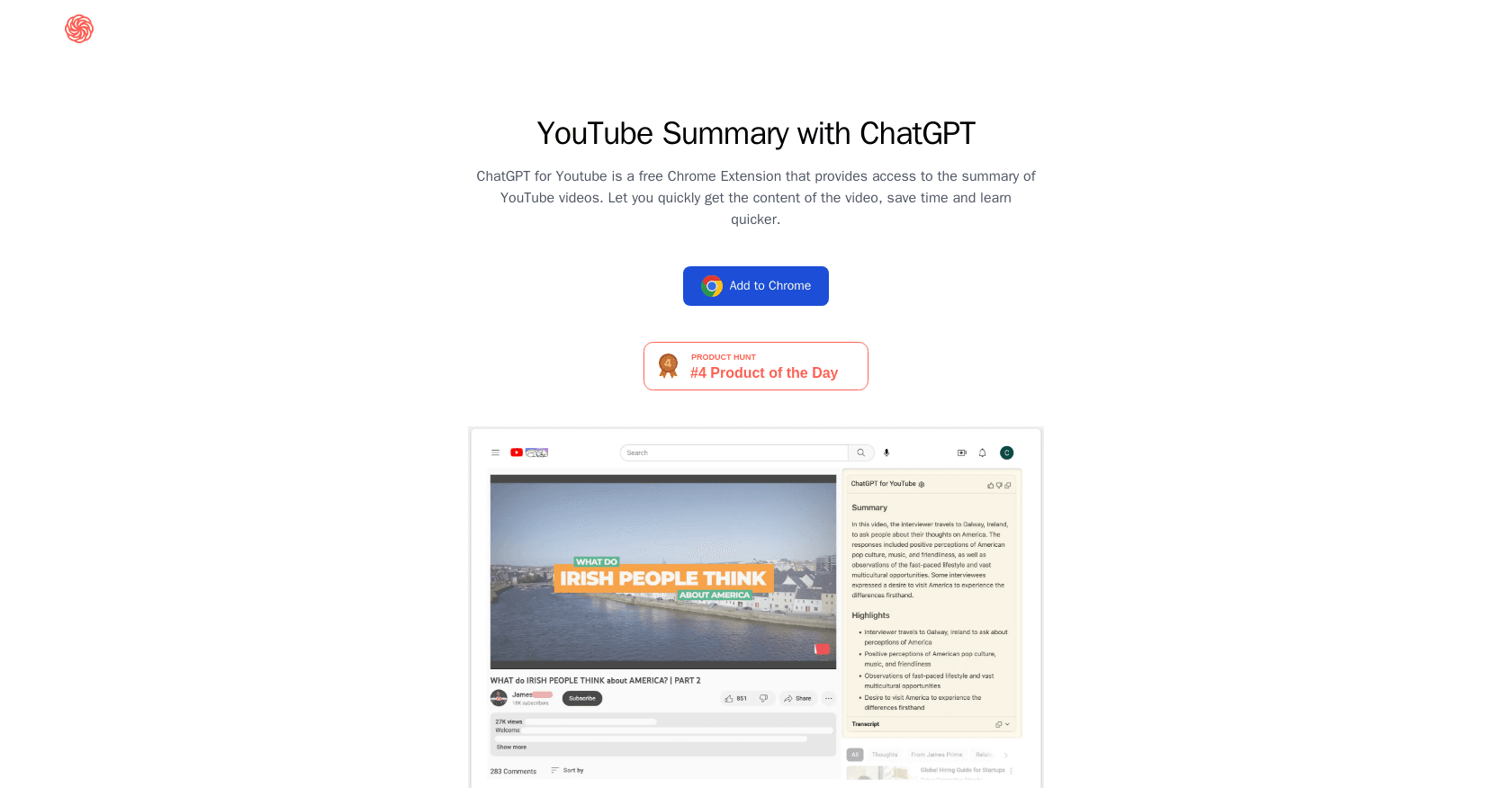 ChatGPT for YouTube screenshot