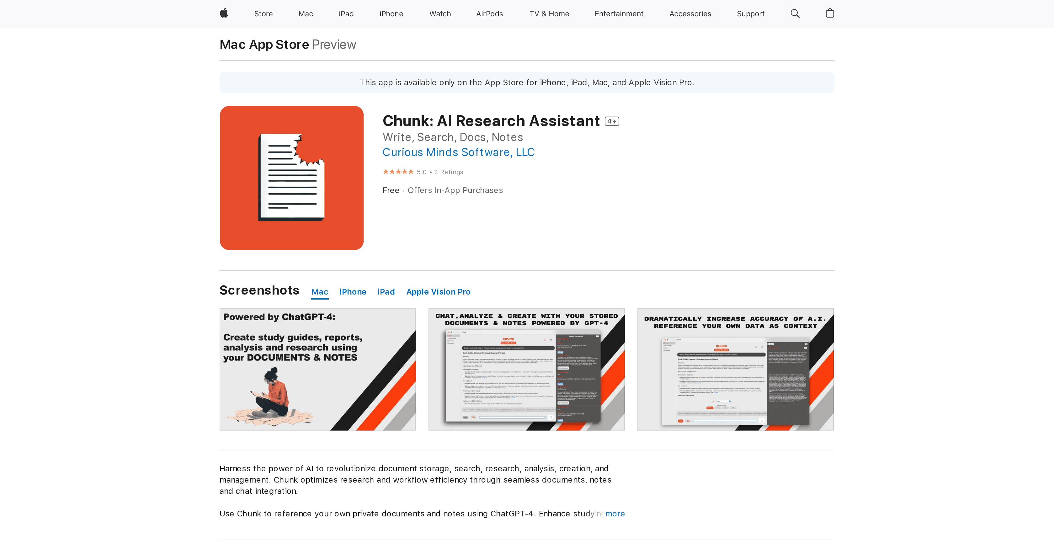 Chunk: AI Research Assistant screenshot