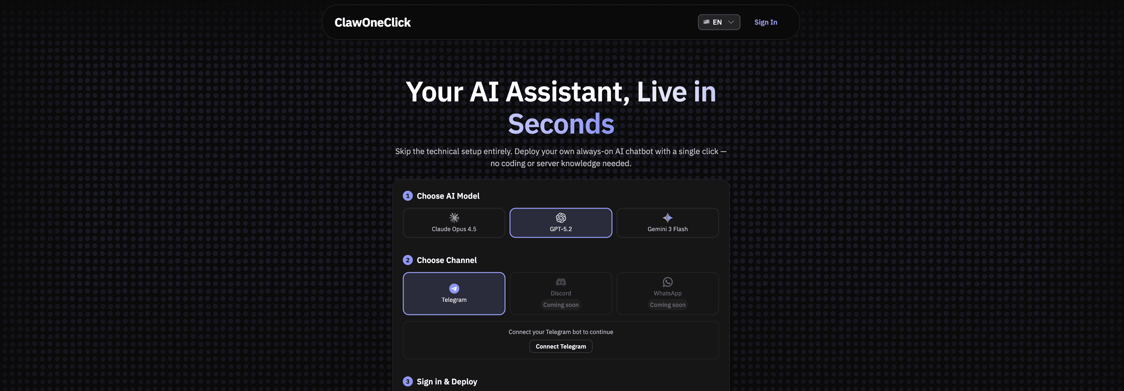 ClawOneClick screenshot