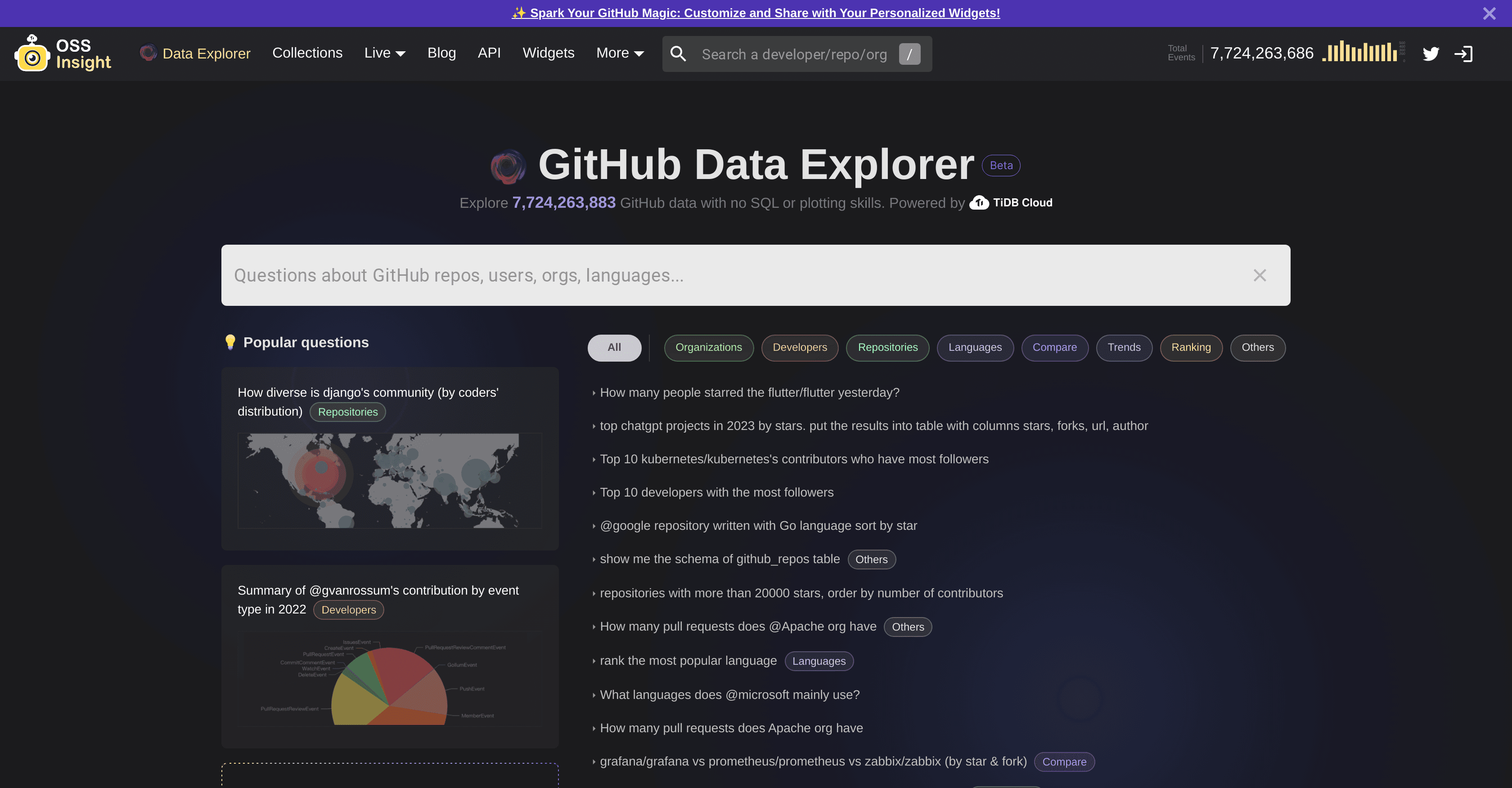 GitHub Data Explorer screenshot
