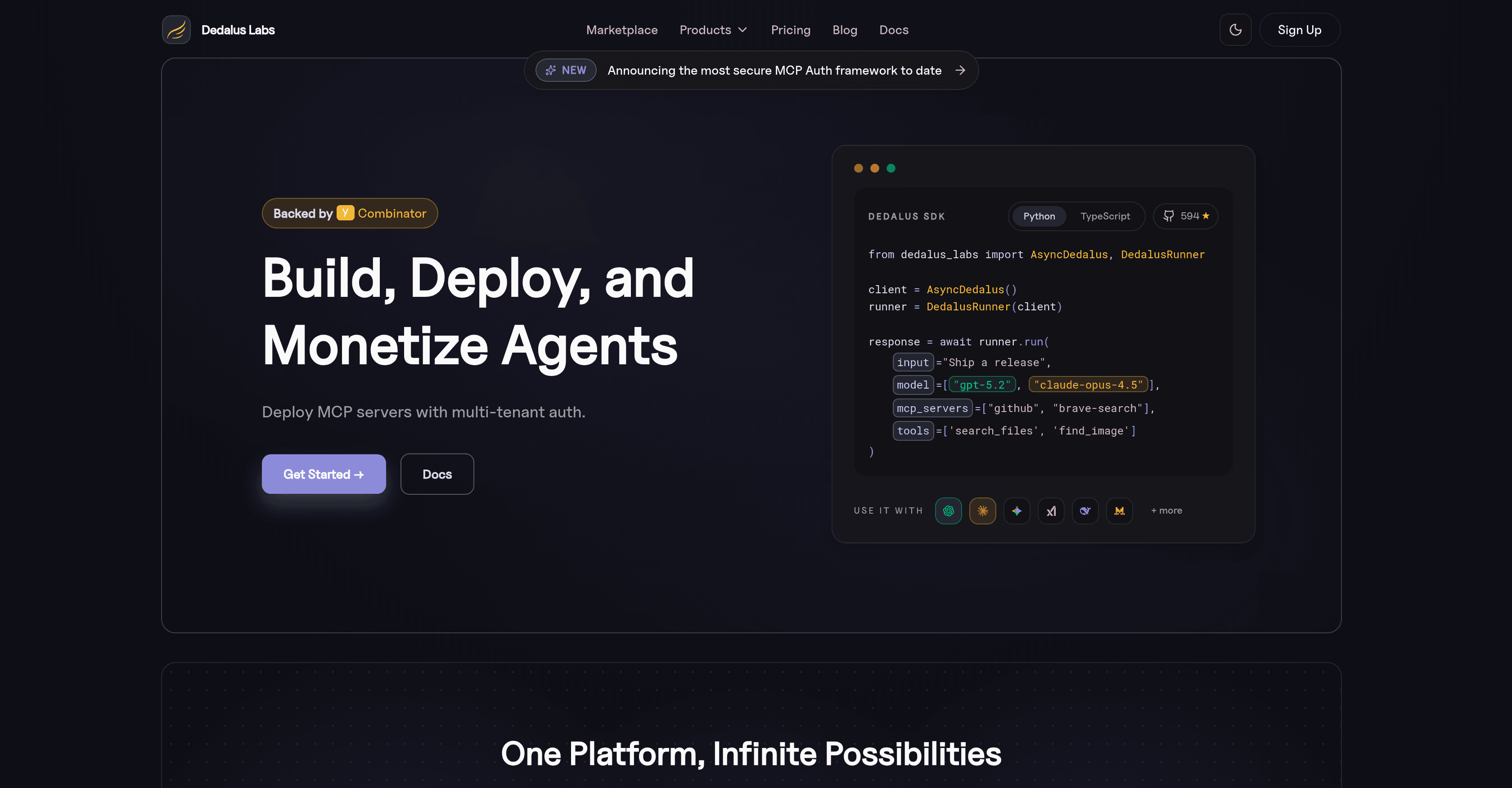 Dedalus Labs screenshot