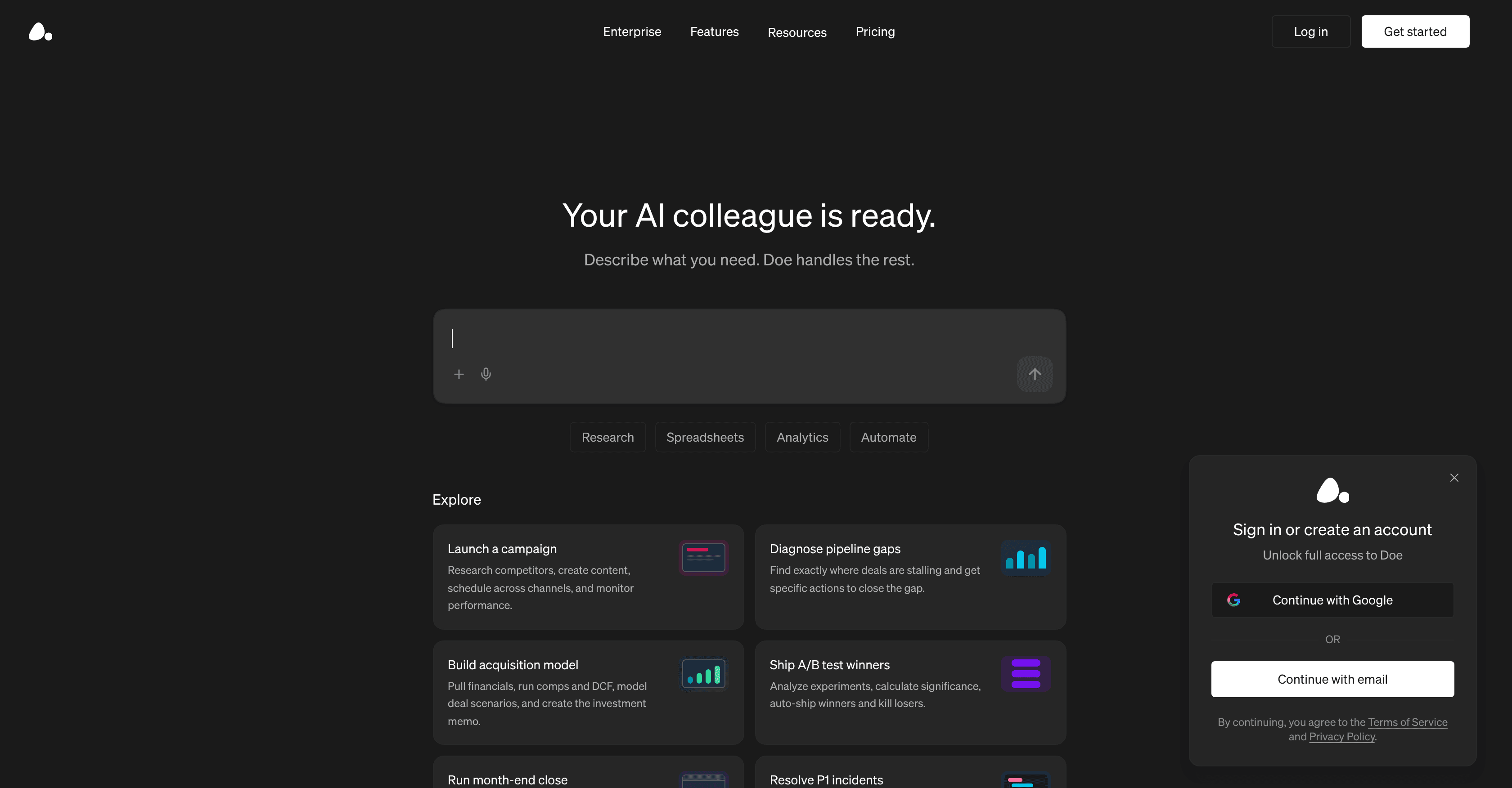 Doe - AI agents screenshot
