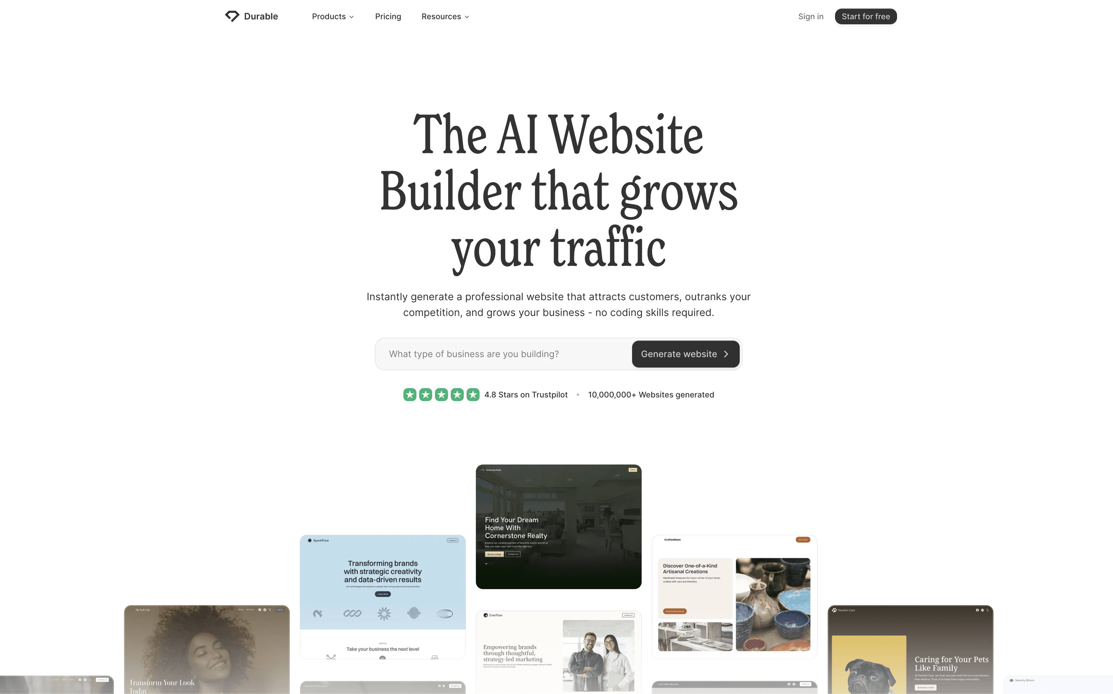 Durable AI Website Builder screenshot