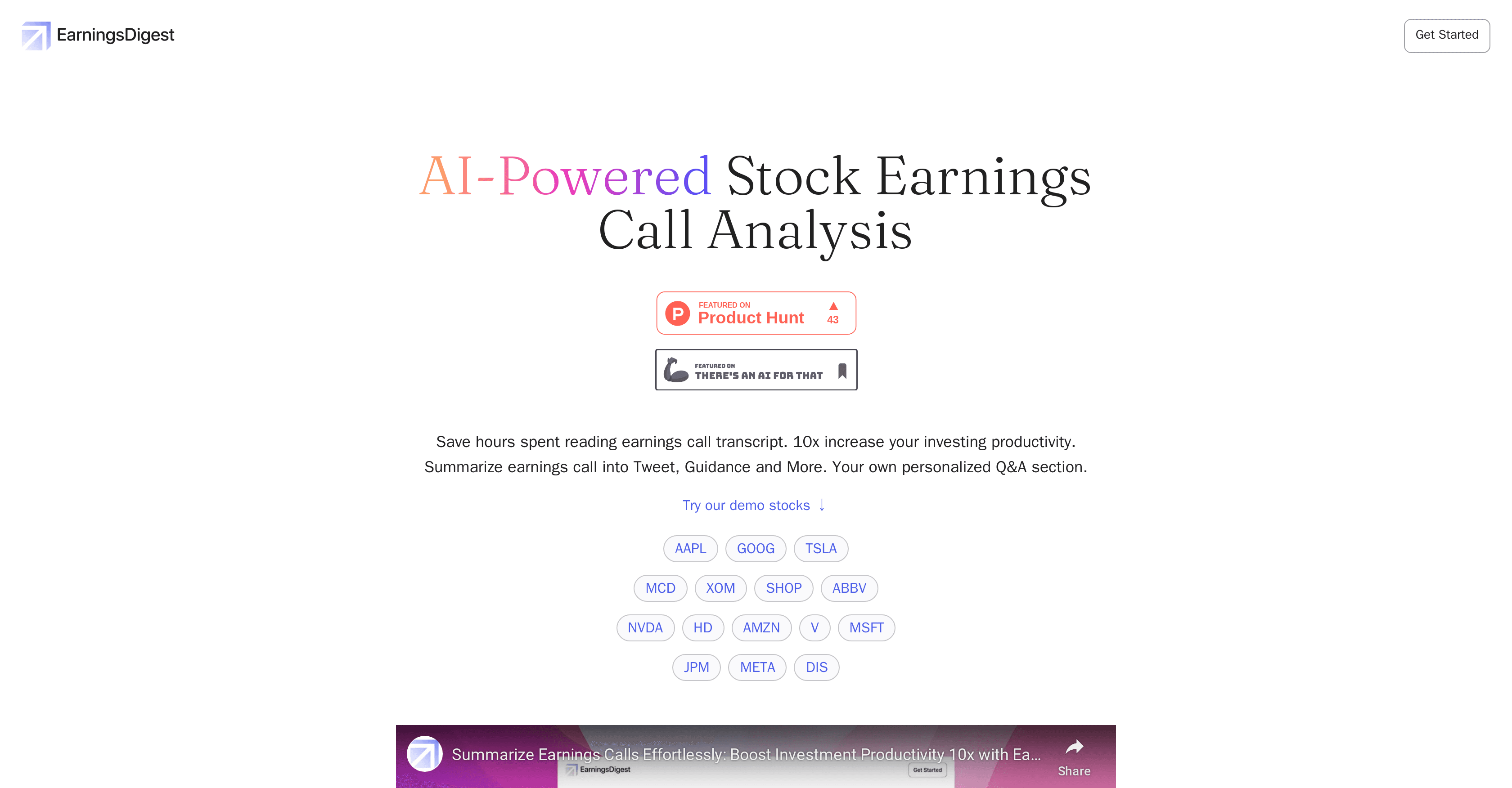 EarningsDigest.ai screenshot