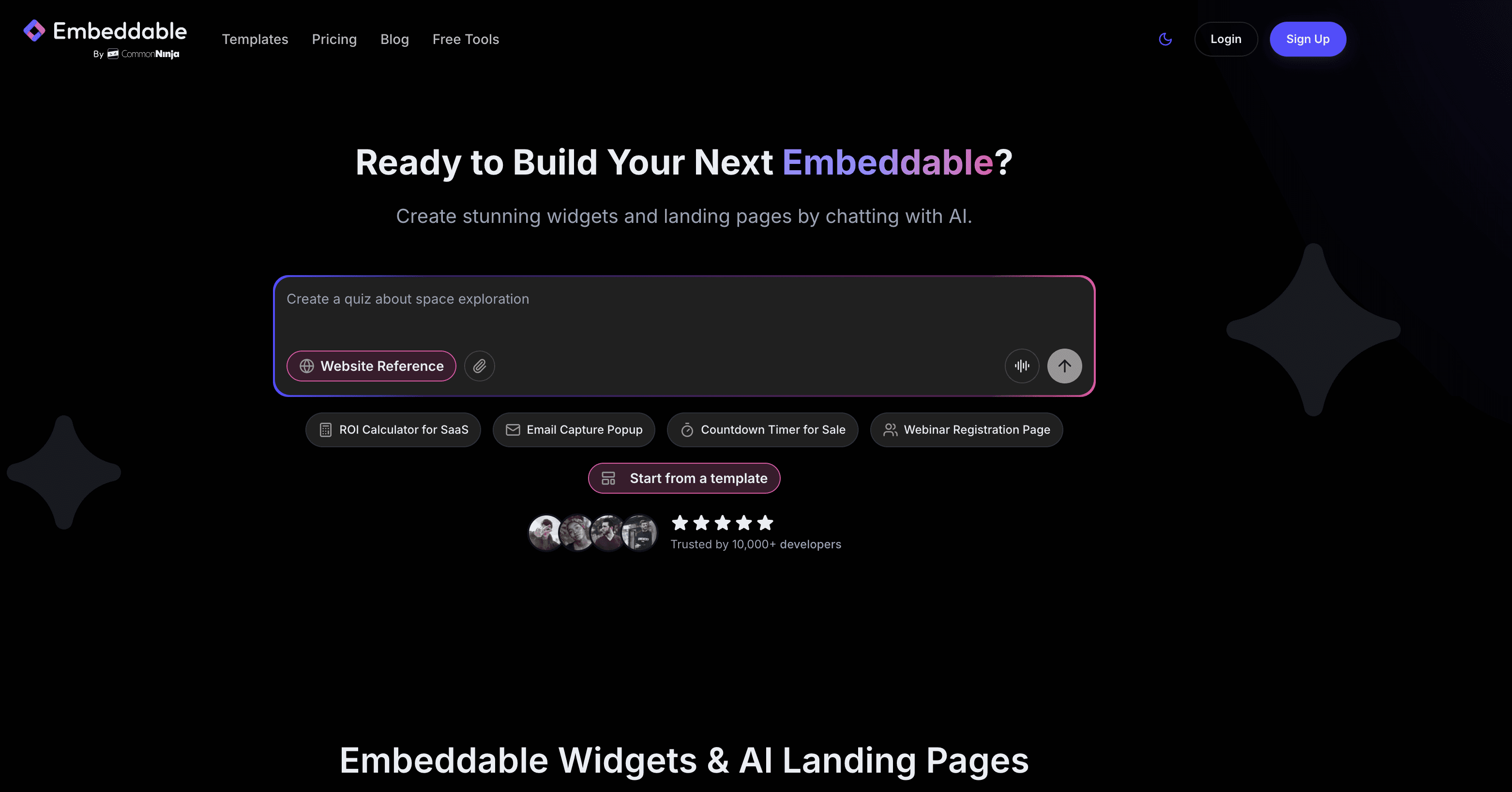 Embeddable screenshot