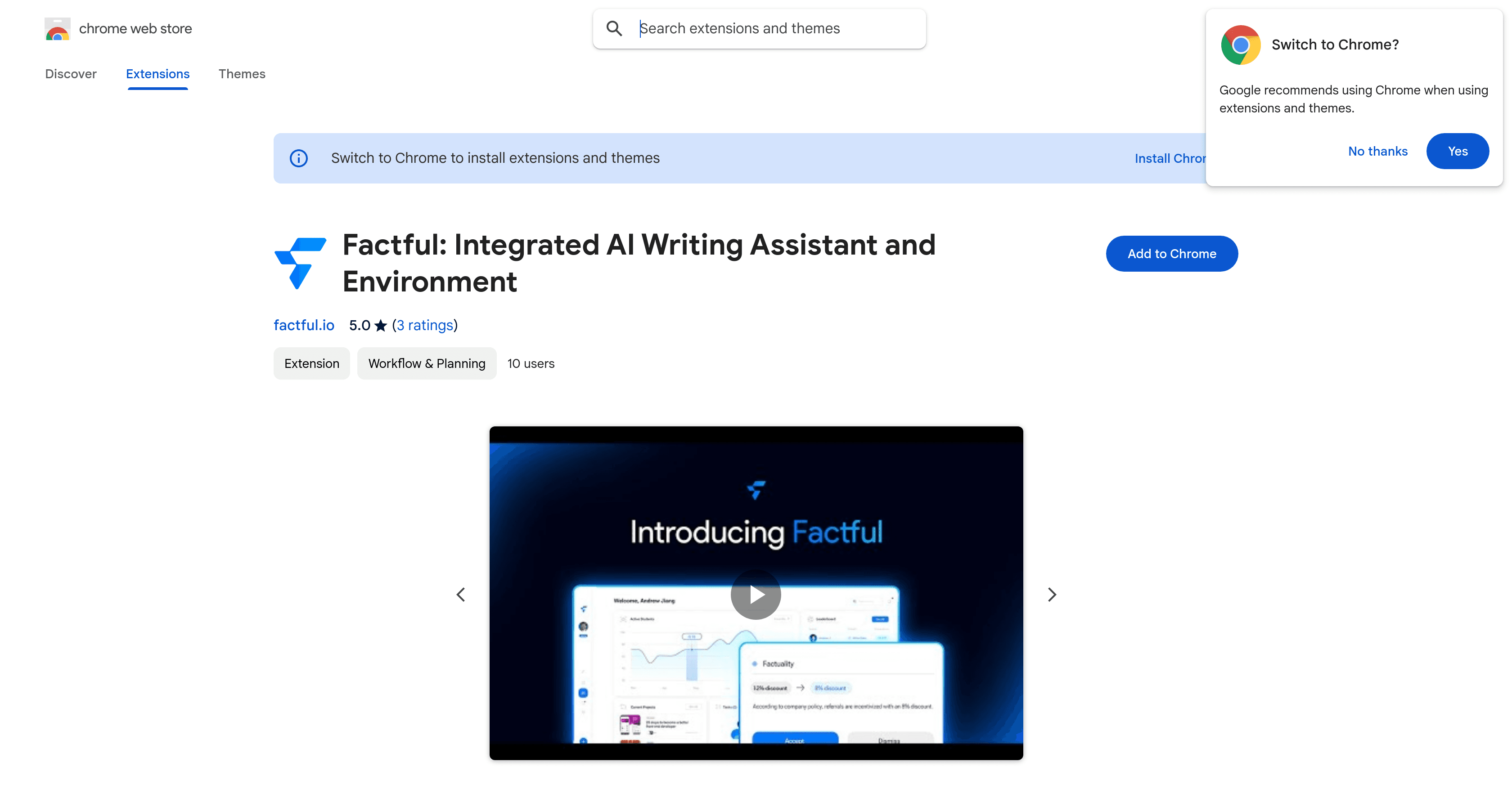 Factful: Integrated AI Writing Assistant screenshot