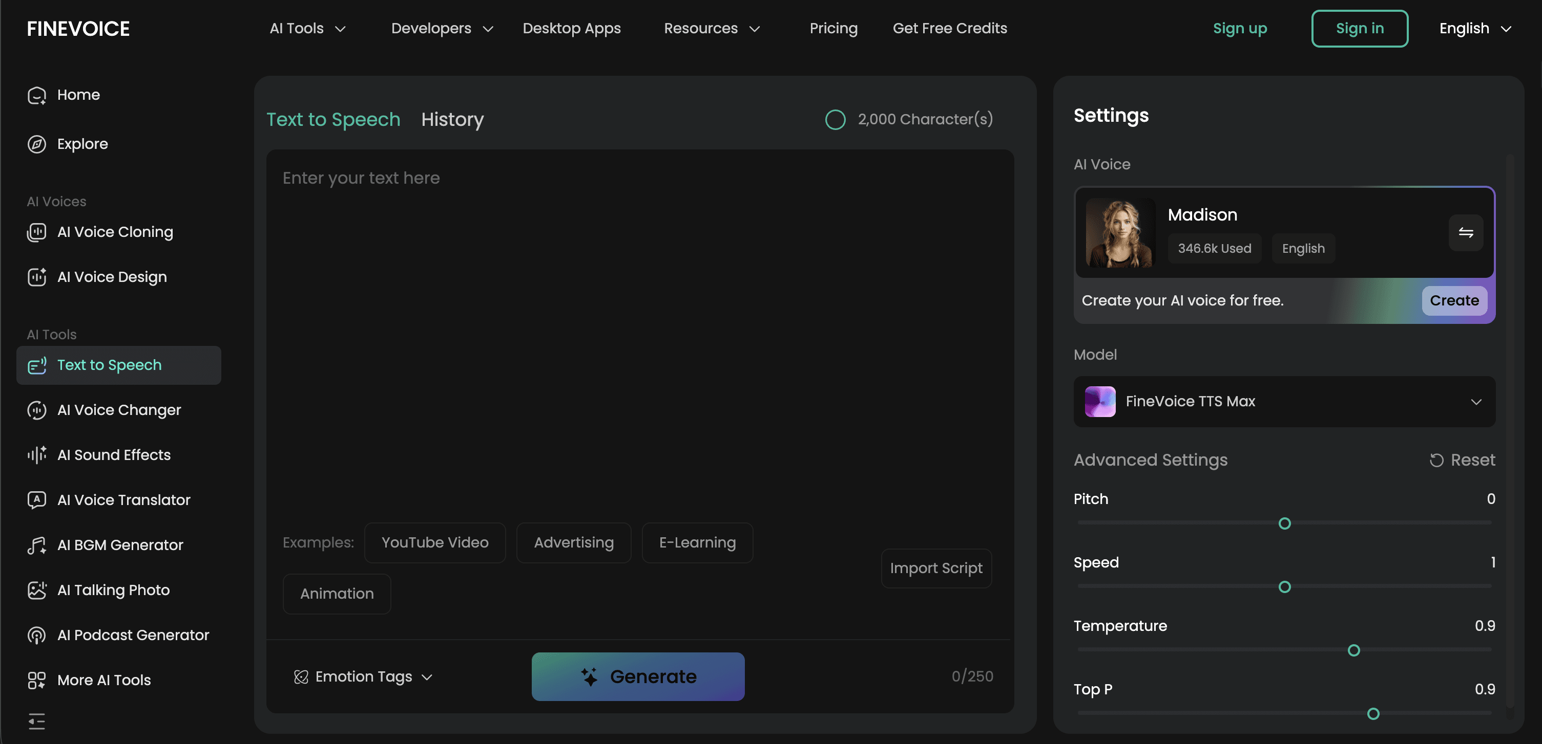 FineVoice Text to Speech screenshot