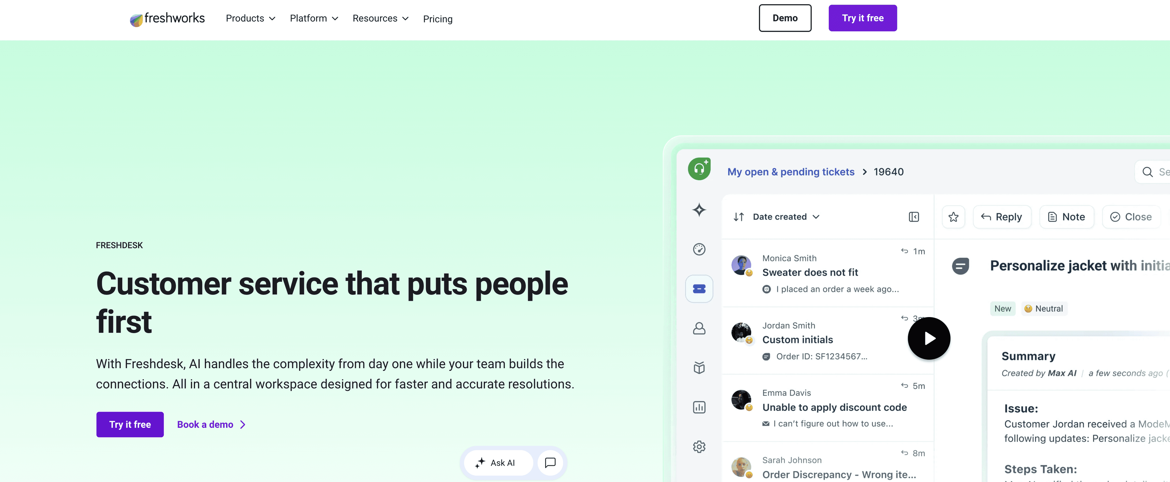 Freshdesk screenshot