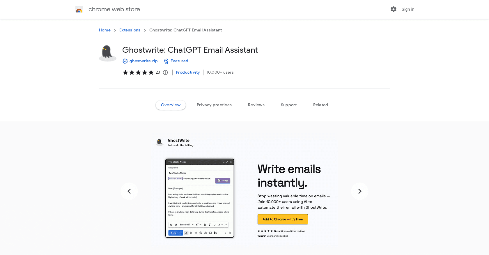 Ghostwrite screenshot
