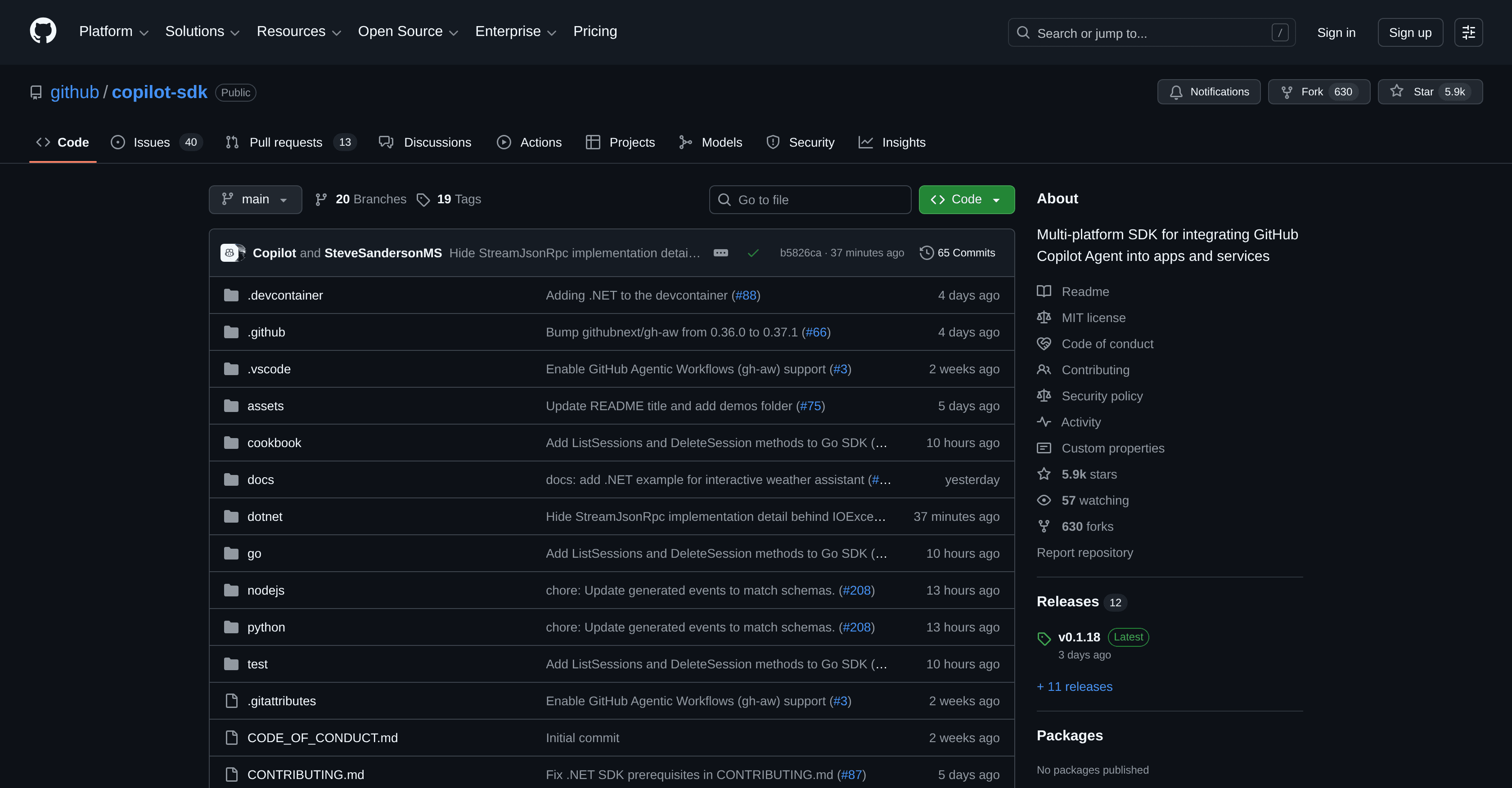 GitHub Copilot SDK screenshot