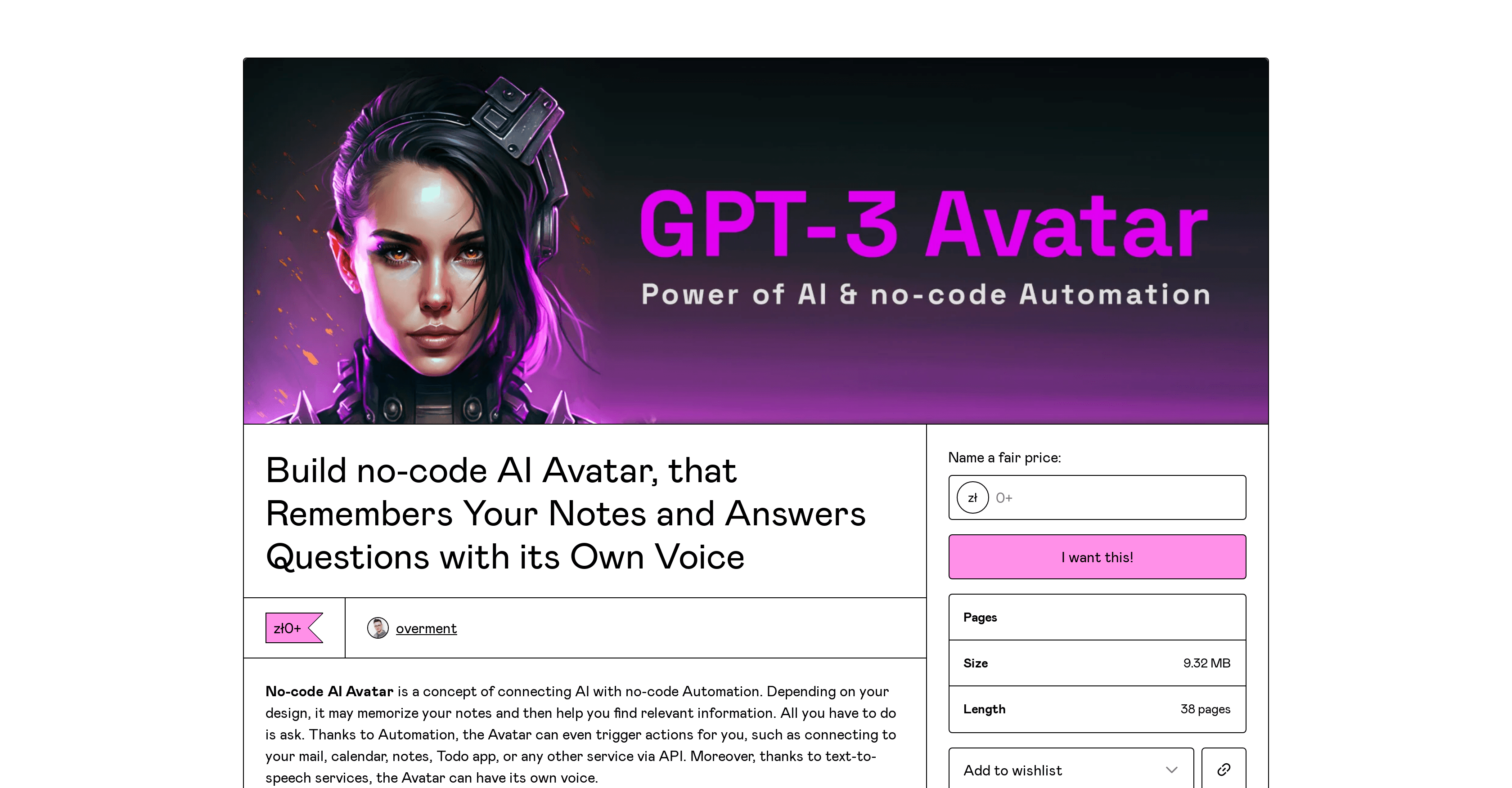 GPT-3 AI Avatar screenshot