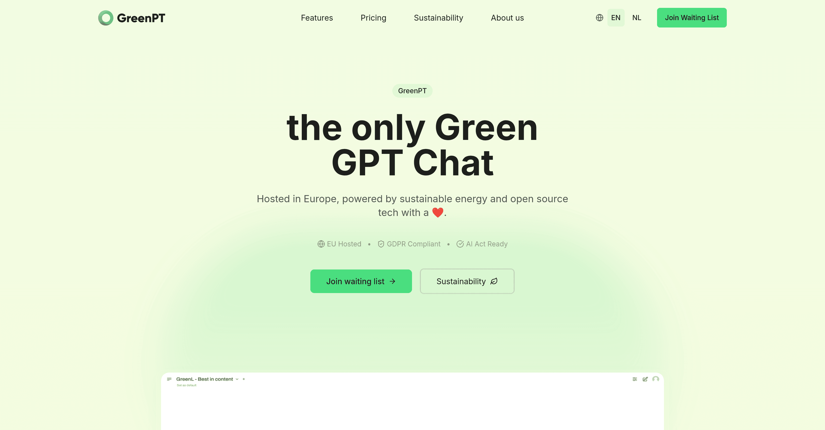 GreenPT screenshot