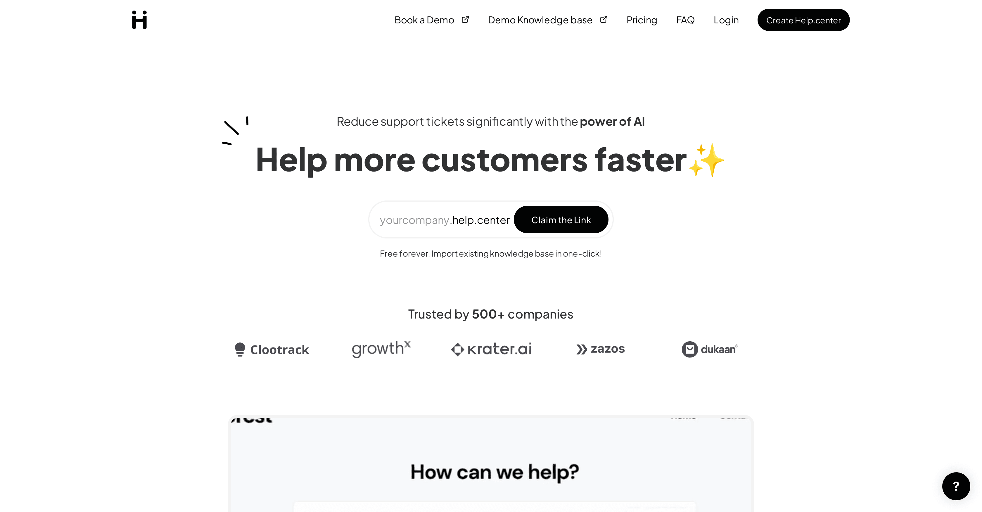 Help Center screenshot