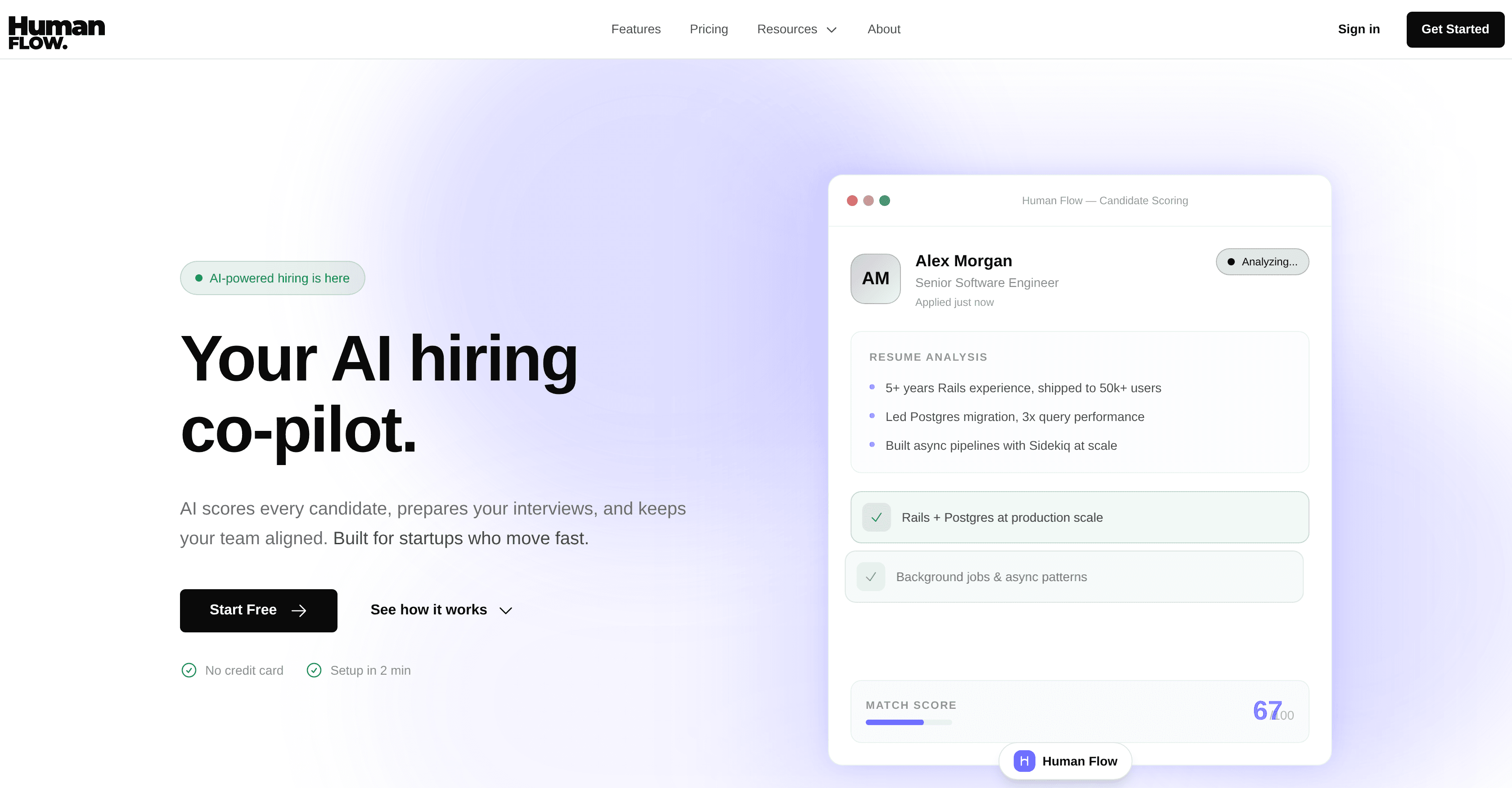 HumanFlow (AI hiring co-pilot) screenshot