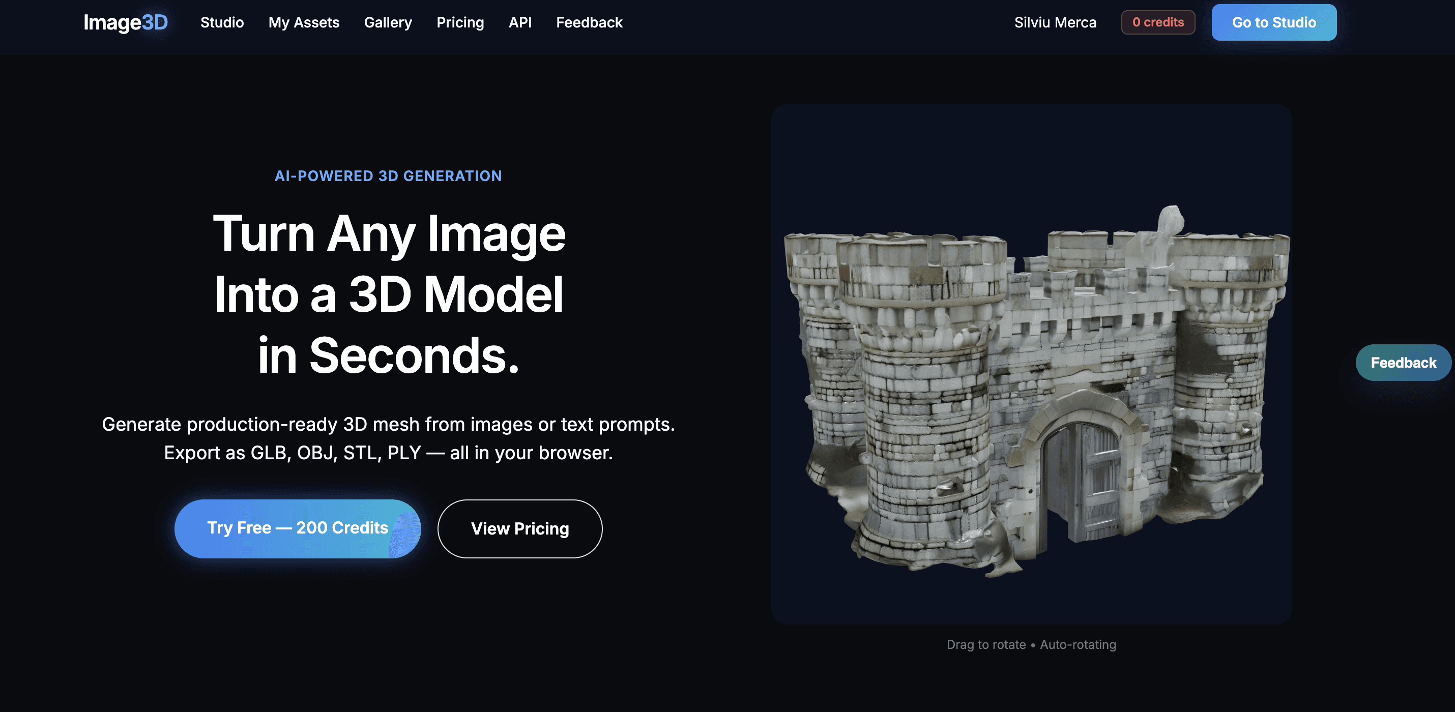 Image3D.io screenshot