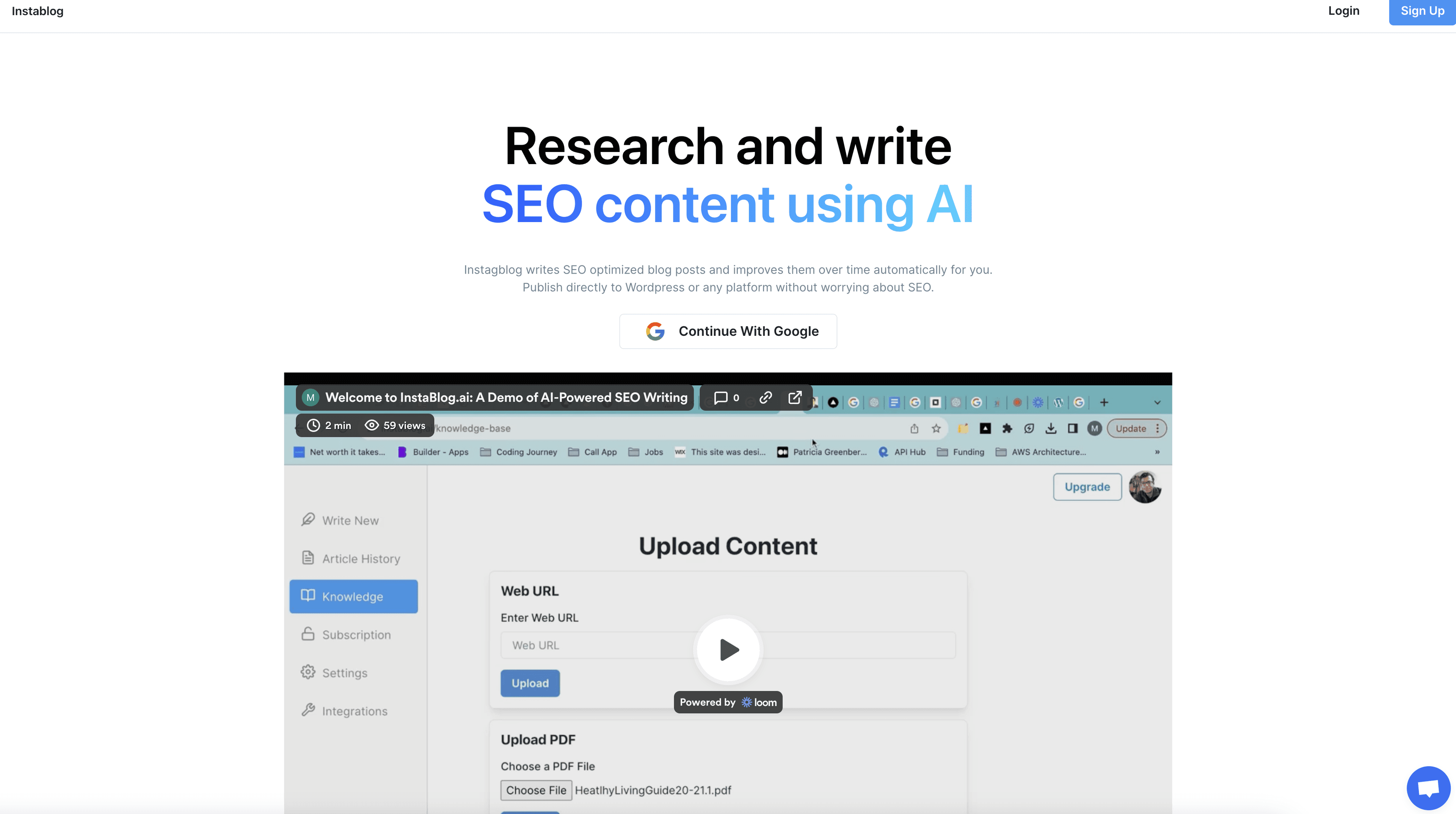 instaBlog screenshot