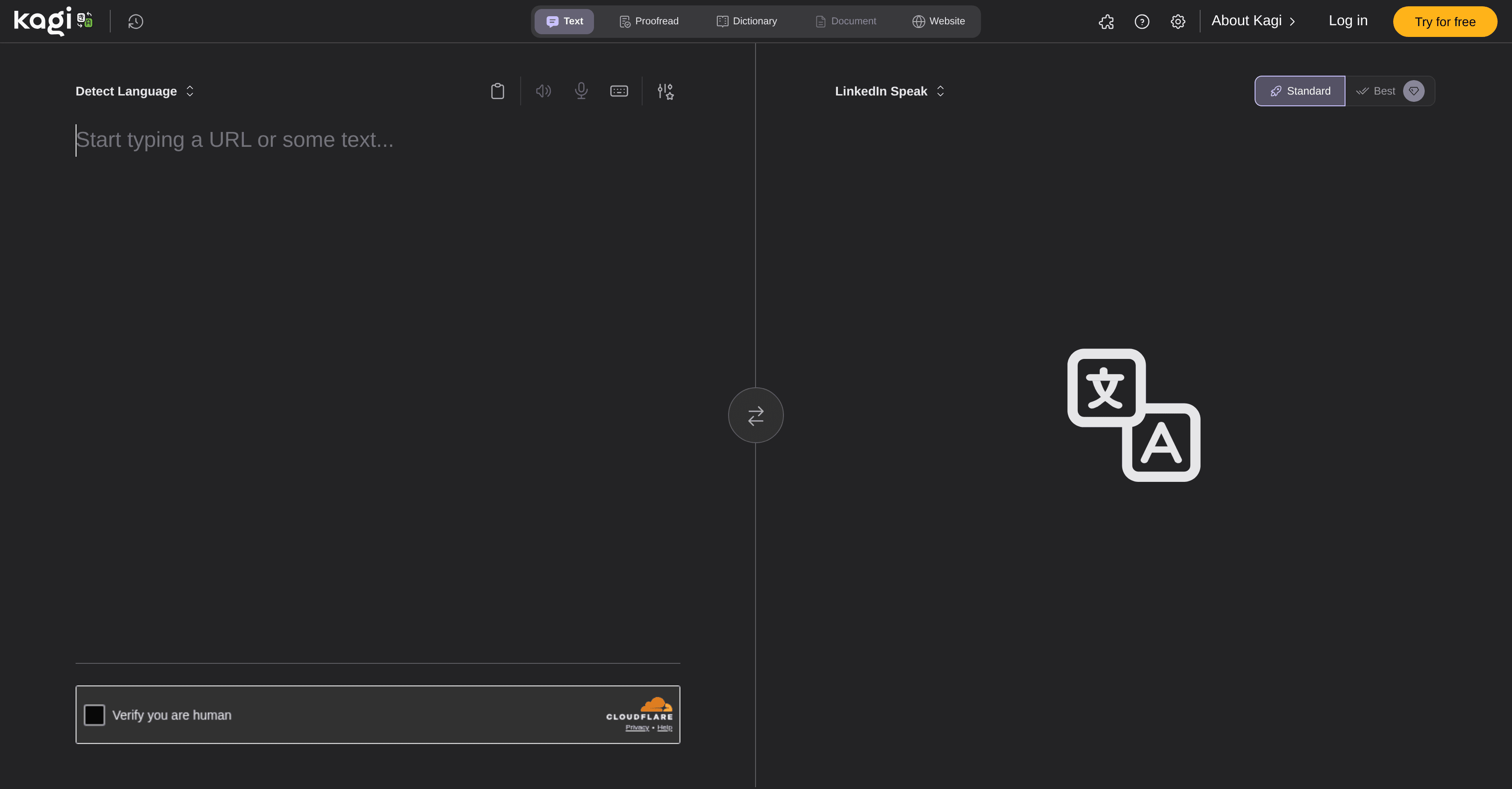 Kagi Linkedin Translator screenshot