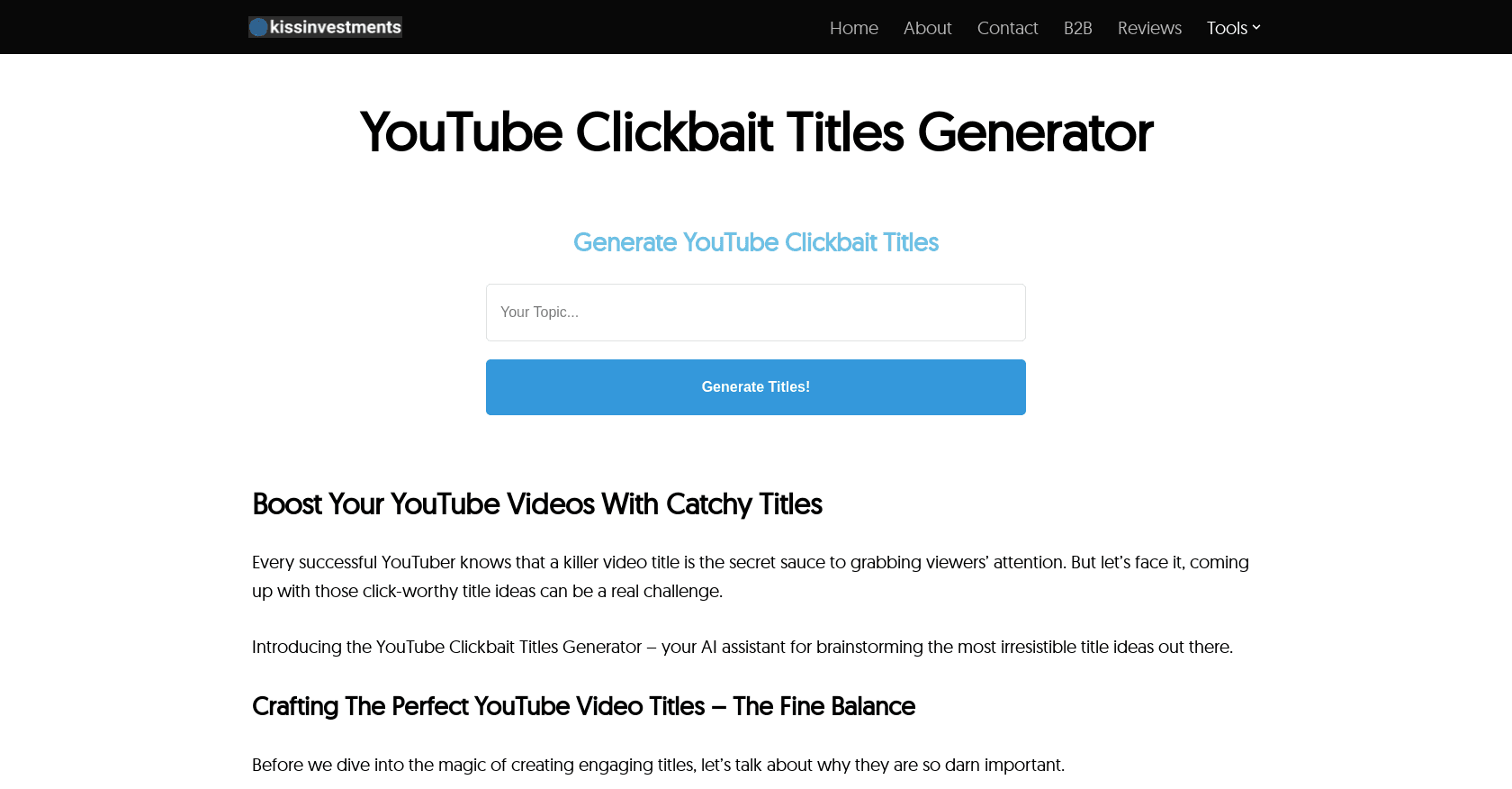 Kissinvestments screenshot