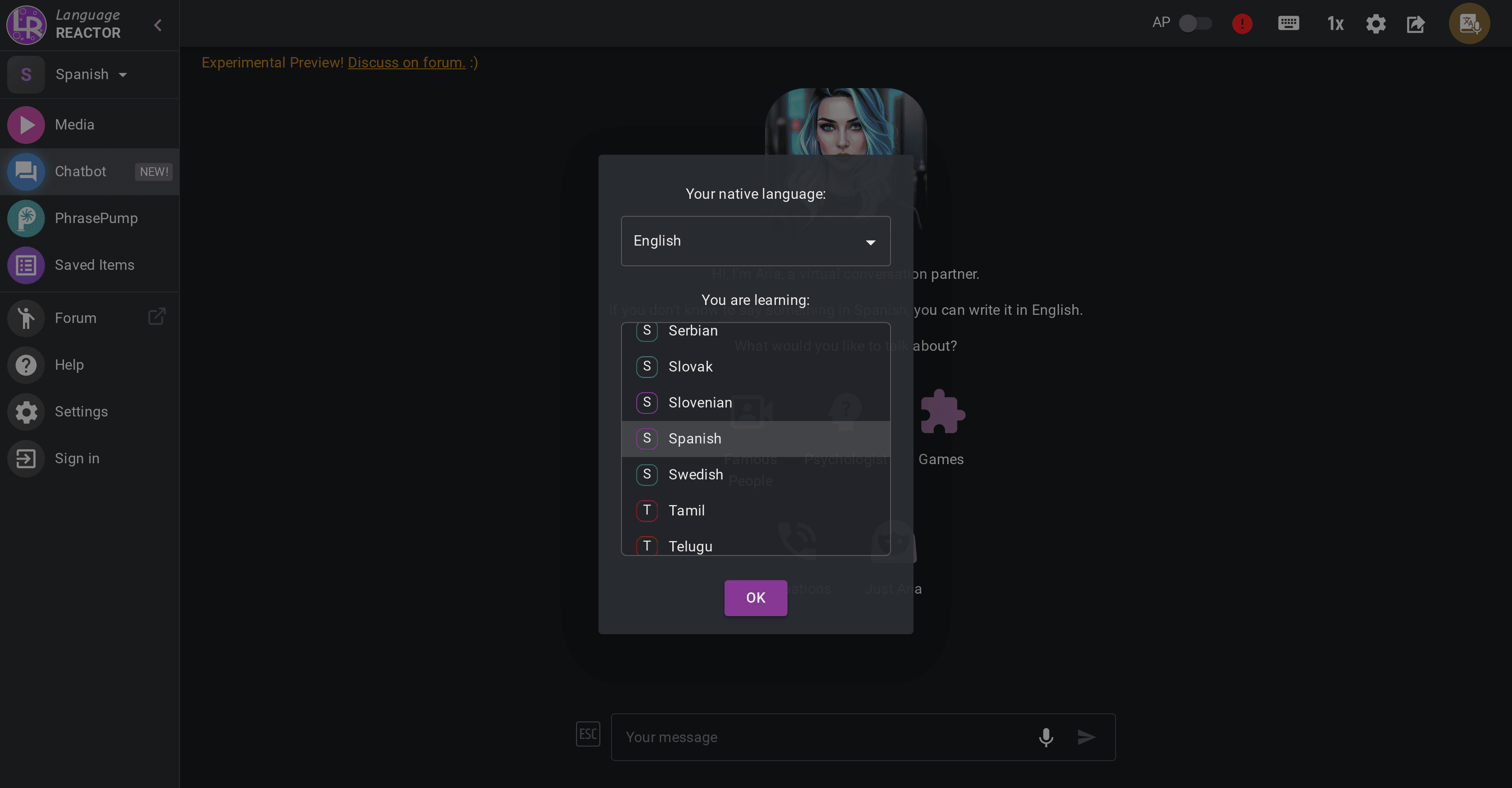 Language Reactor screenshot