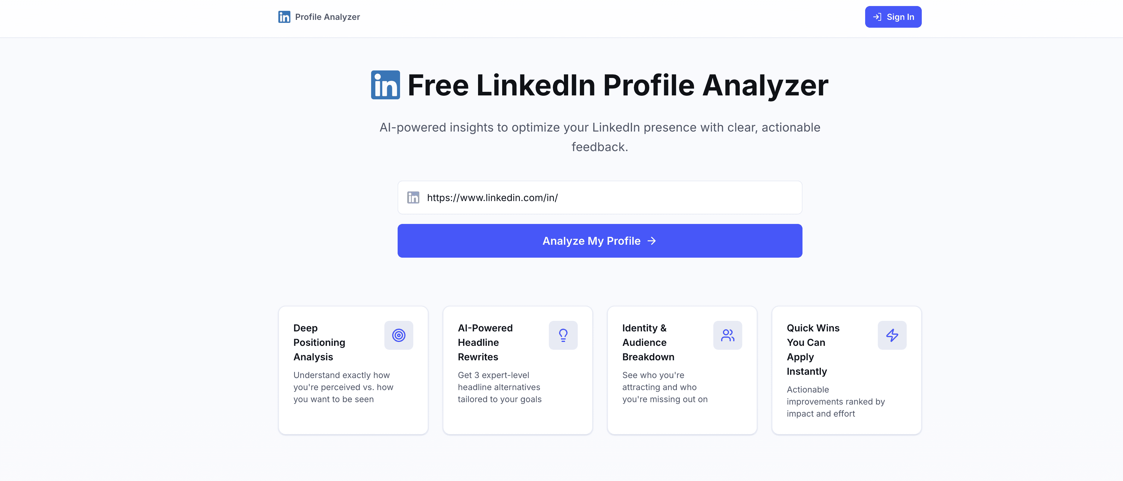 LinkedIn Profile Analyzer screenshot