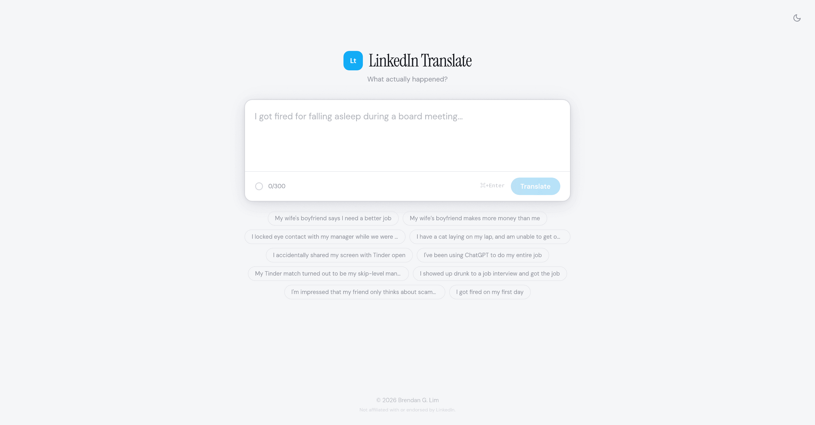 LinkedIn Translate screenshot
