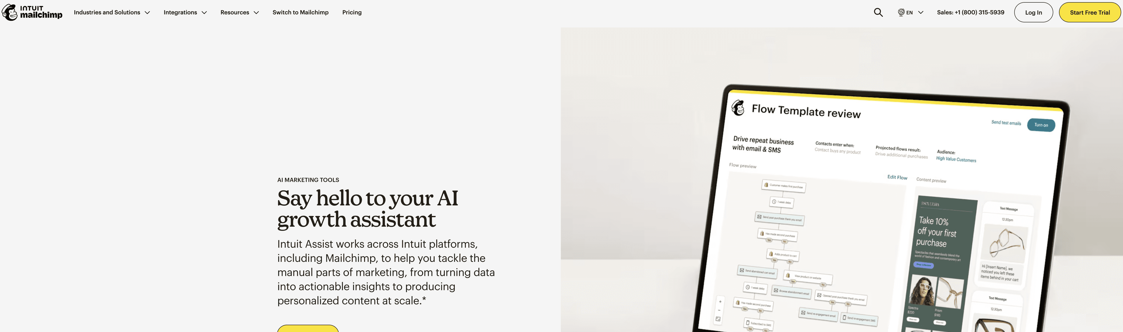 Mailchimp Intuit Assist screenshot
