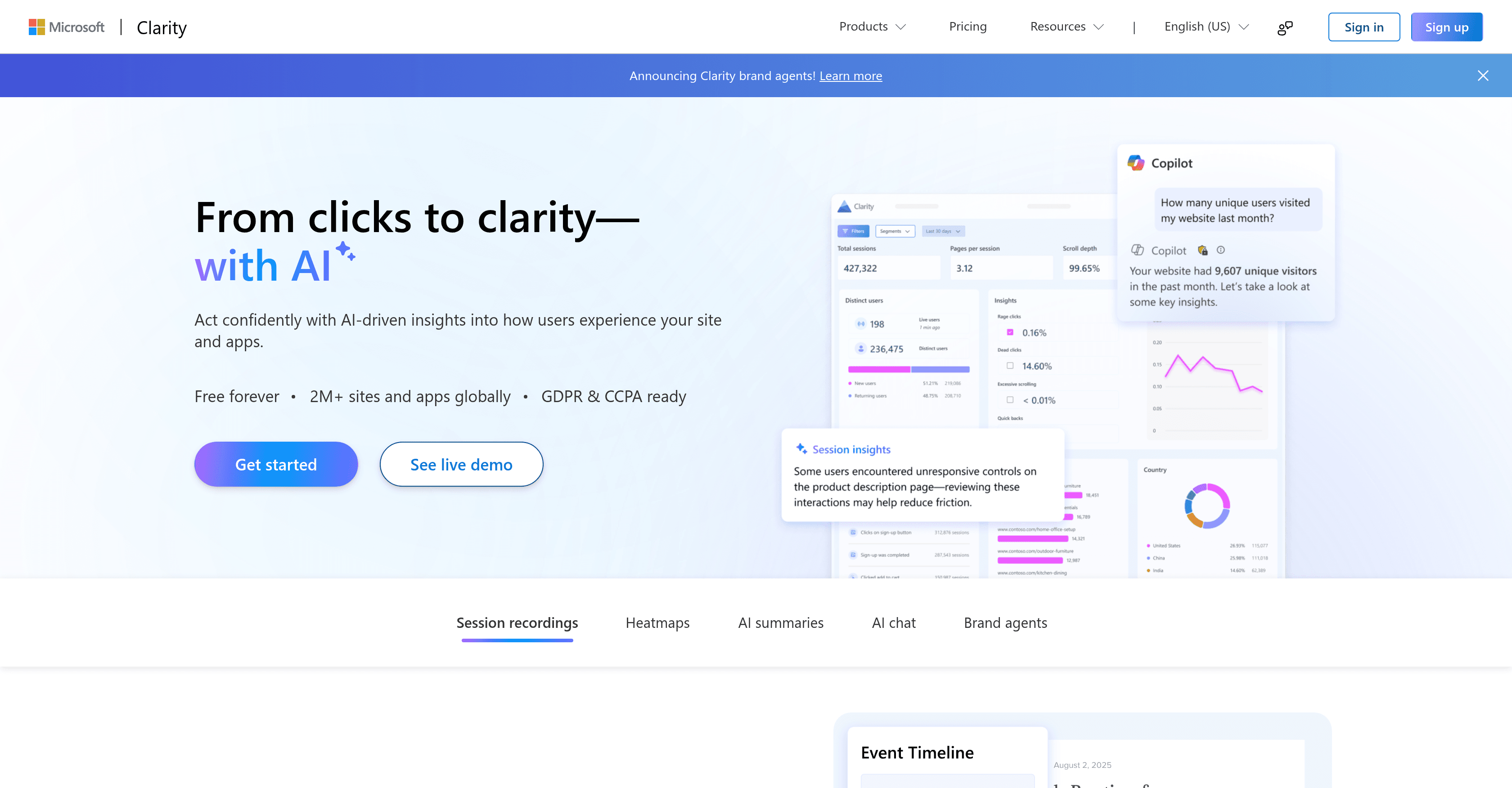 Microsoft Clarity screenshot