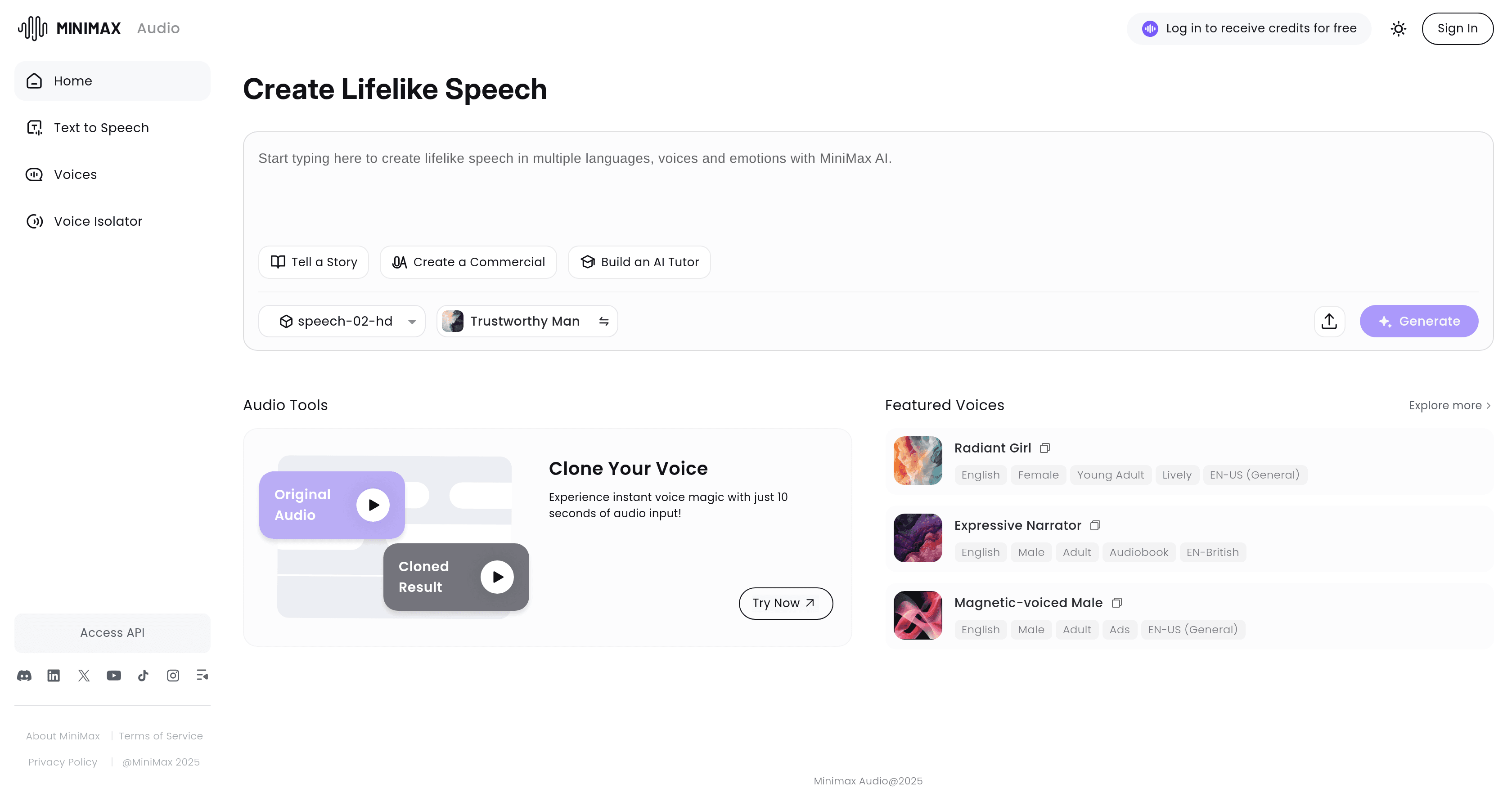 MiniMax Speech screenshot
