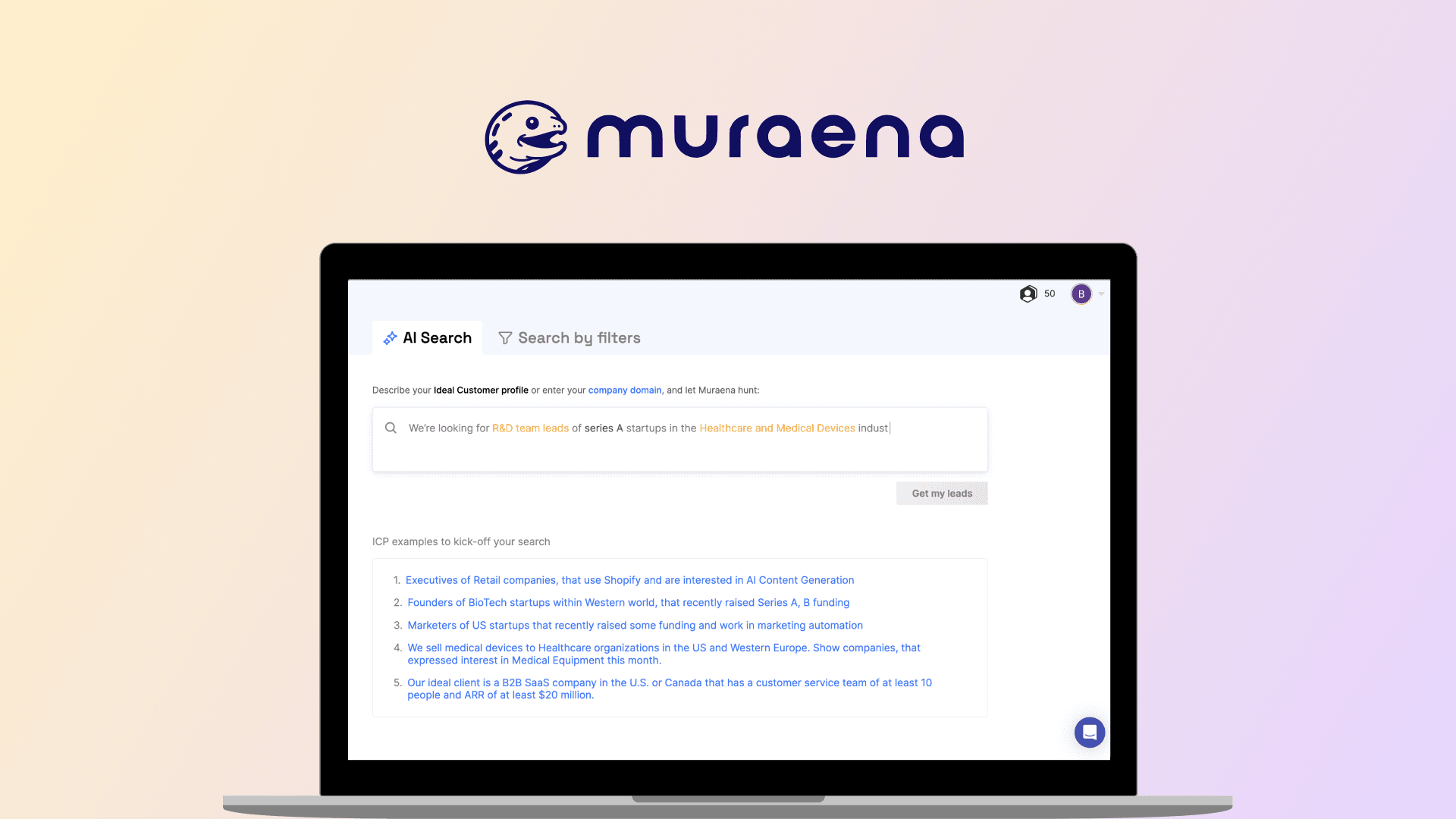 Muraena - AI-powered B2B lead generation screenshot