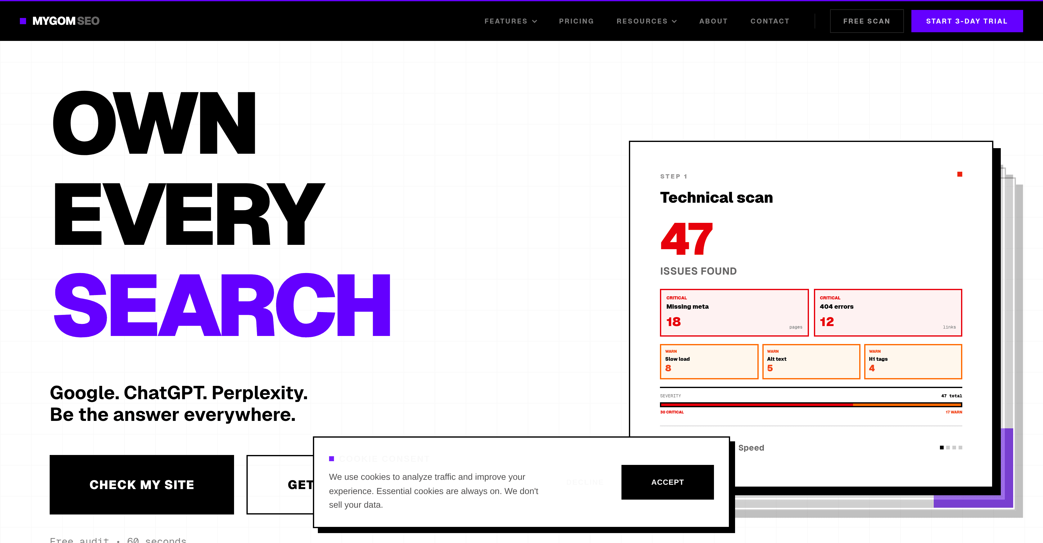 Mygom SEO screenshot