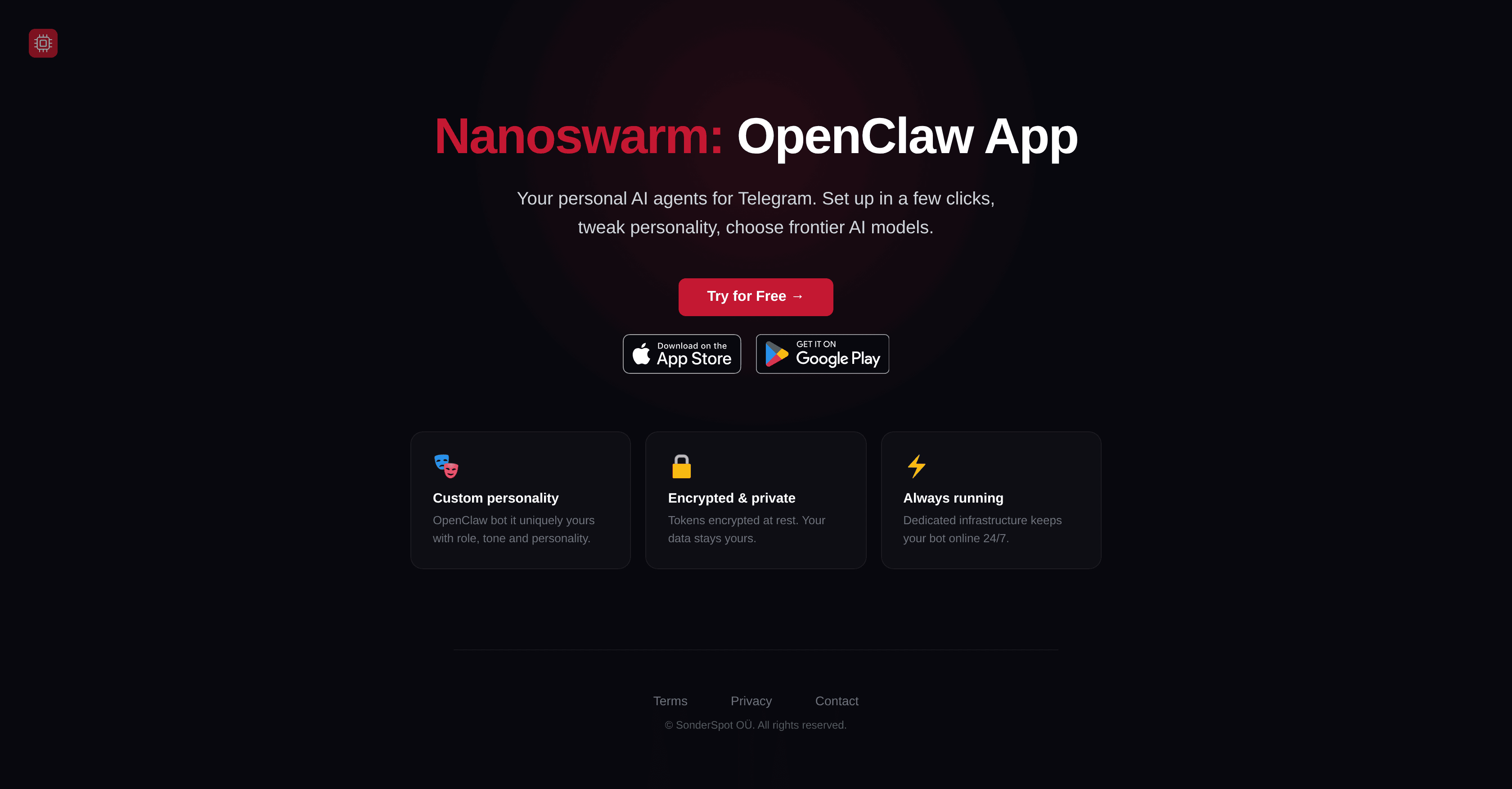 Nanoswarm: OpenClaw App screenshot