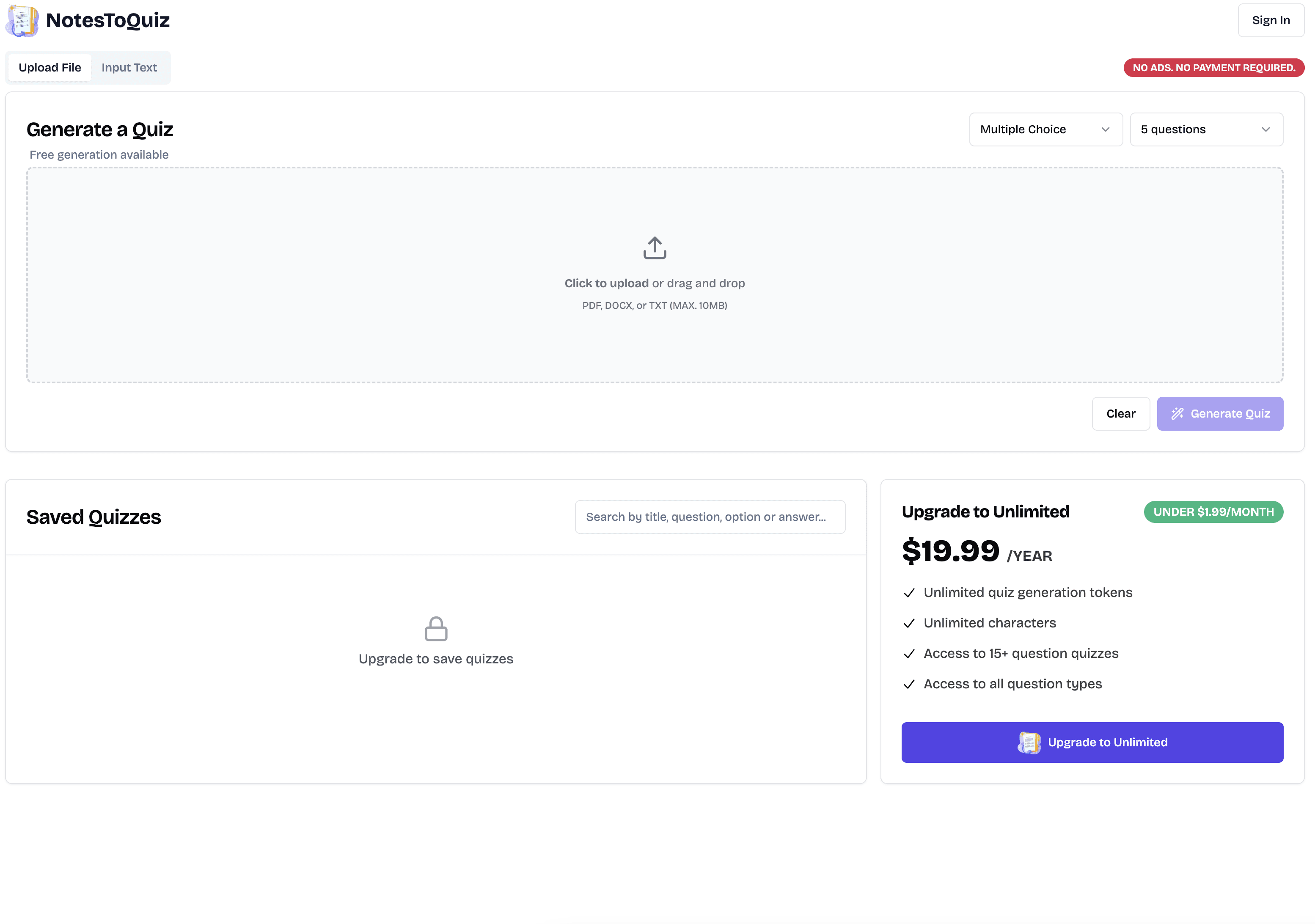 NotesToQuiz screenshot