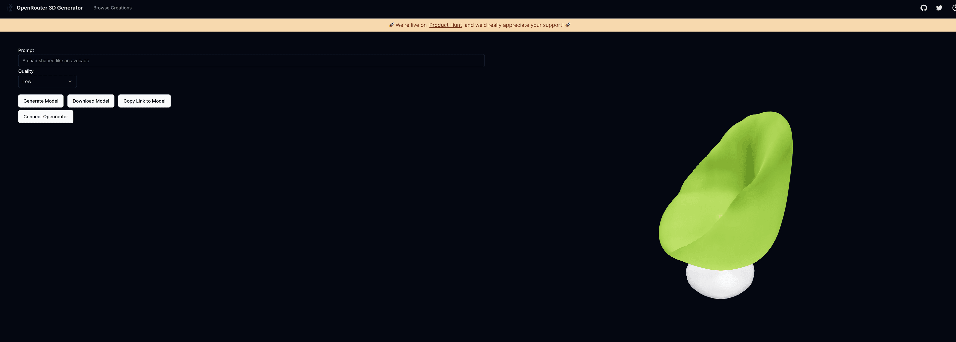 OpenRouter 3D Generator screenshot