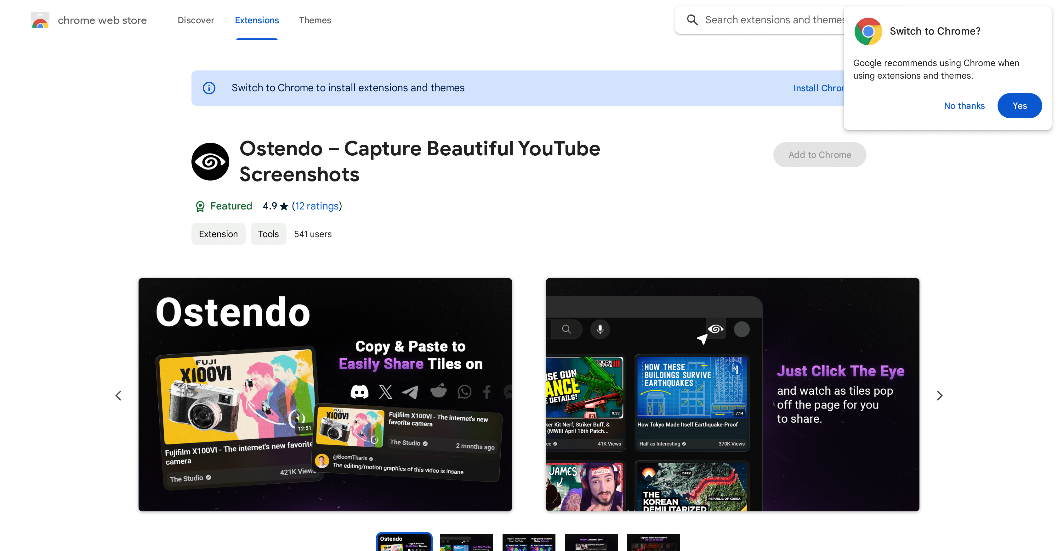 Ostendo  Capture Beautiful YouTube Screenshots screenshot