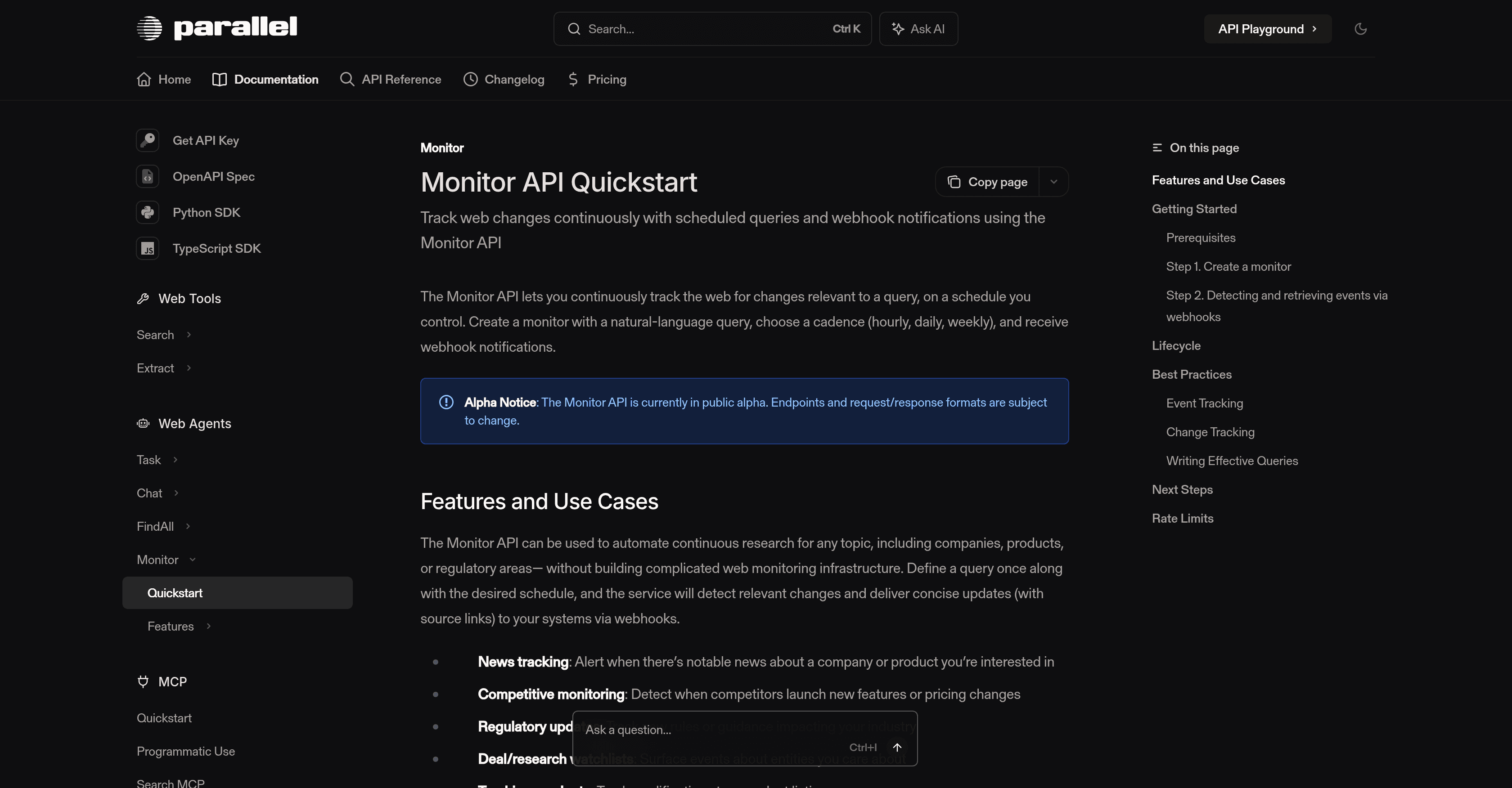Parallel Monitor API screenshot